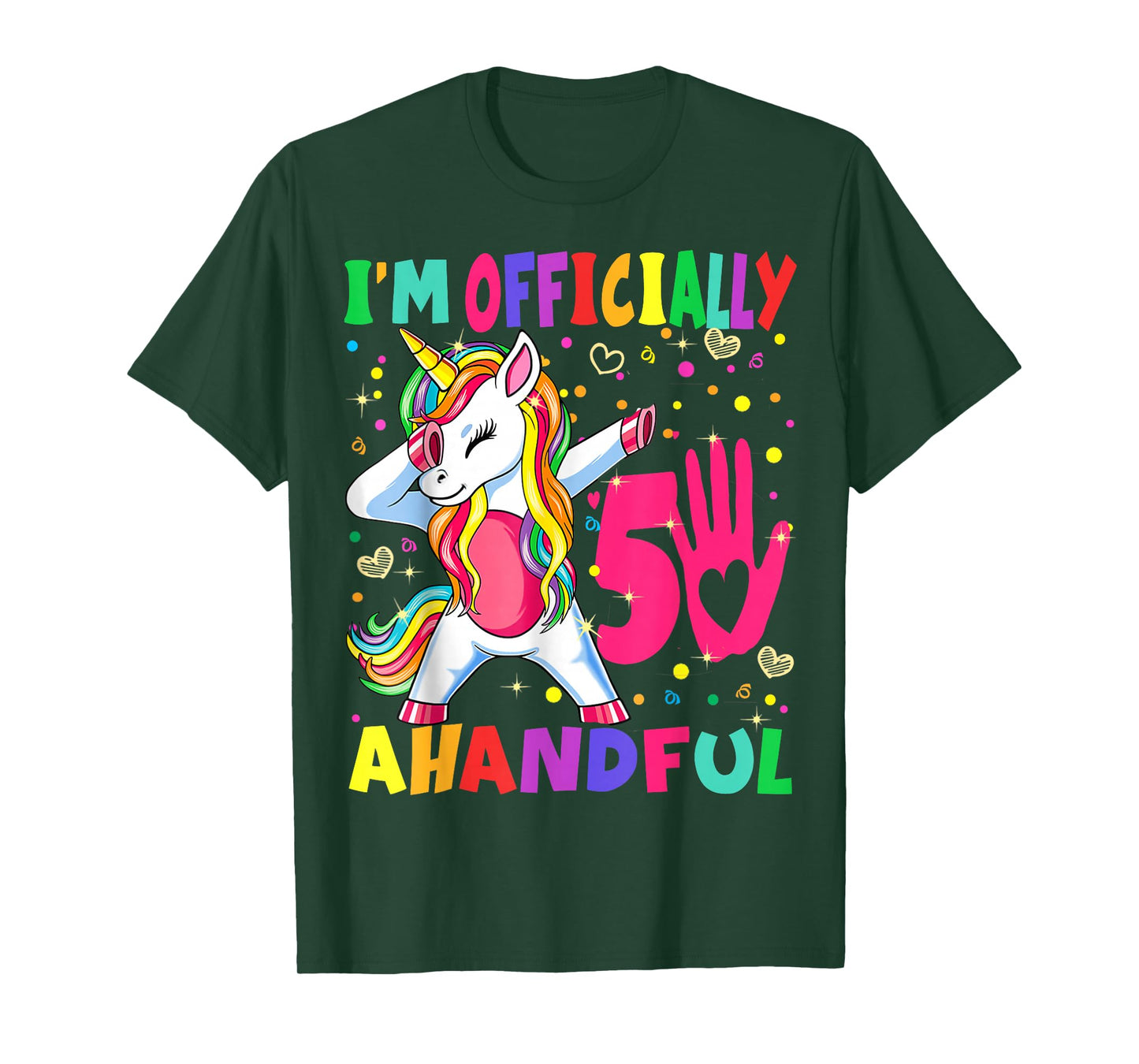 I'm Officially a Handful Birthday 5th Unicorn for girls boys T-Shirt