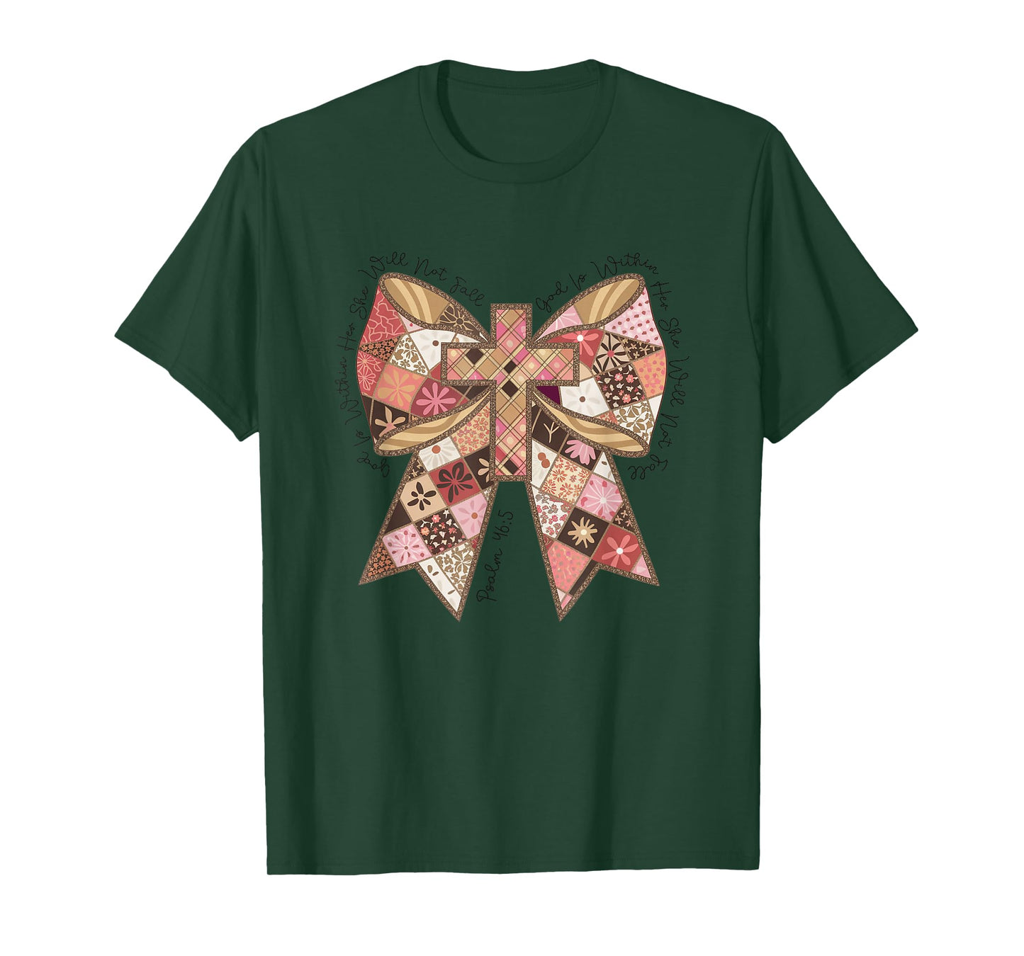 She Will Not Fall Psalm 46:5 Faithful Bow T-Shirt