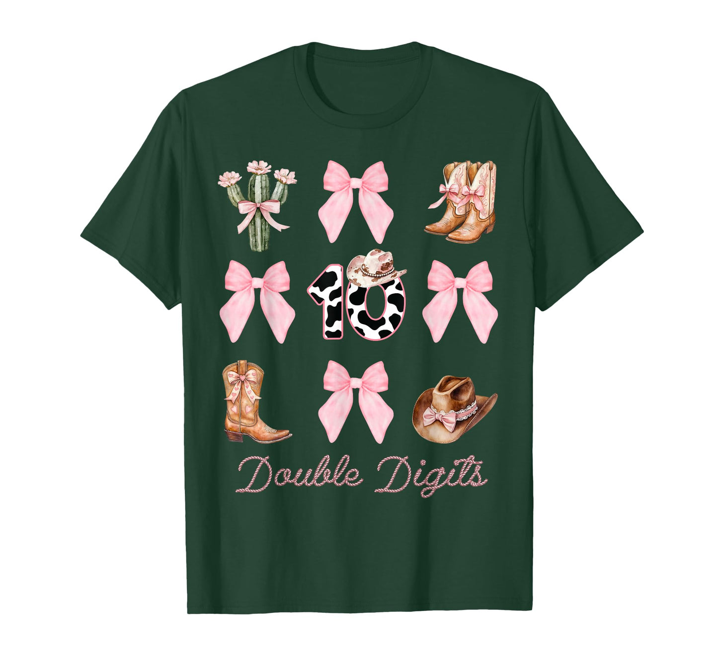 10th Birthday Girl Cowgirl Coquette Bow Rodeo Western Bday T-Shirt