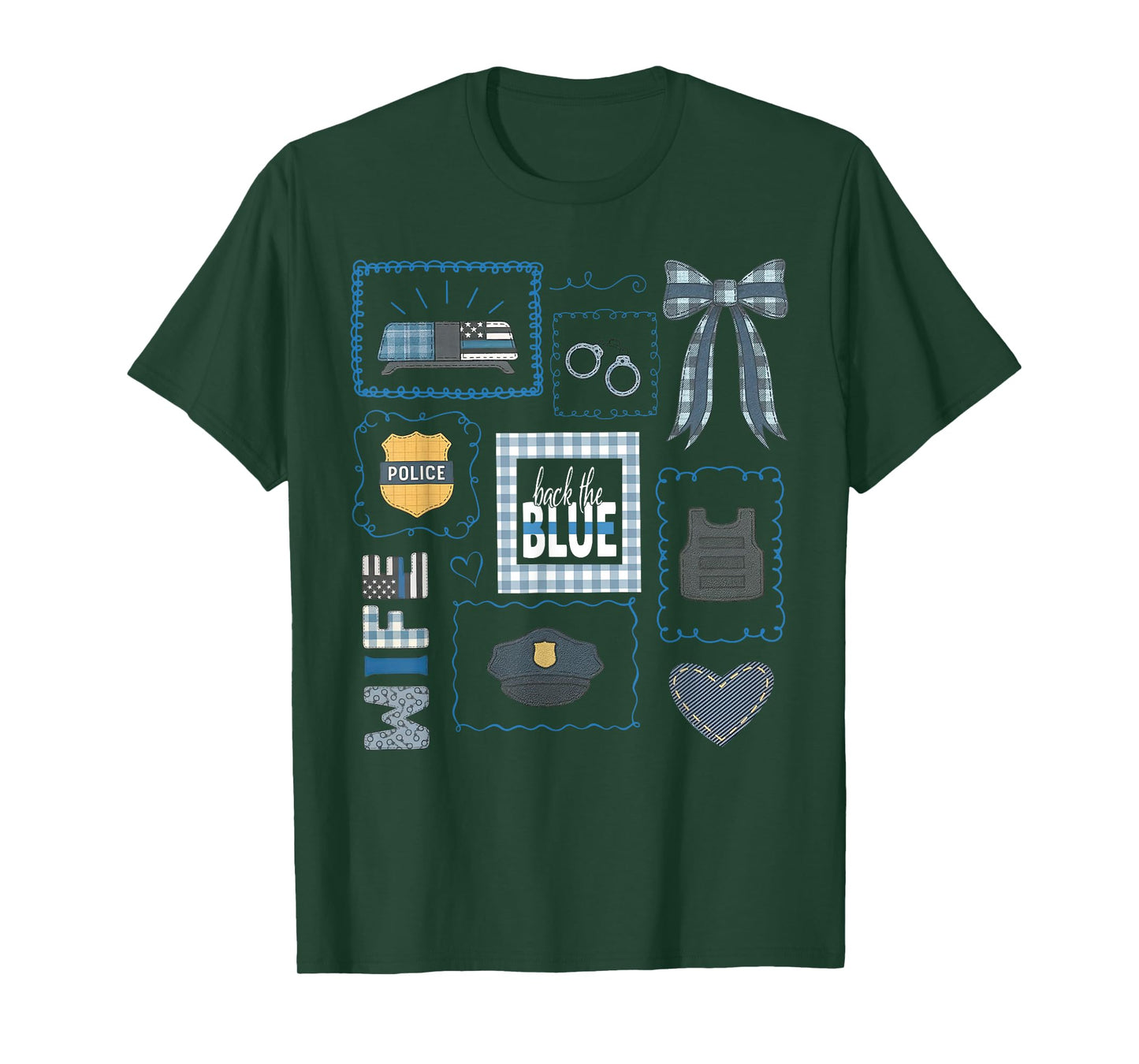 Coquette Bow Stamp Police Policeman Dispatcher Police Wife T-Shirt