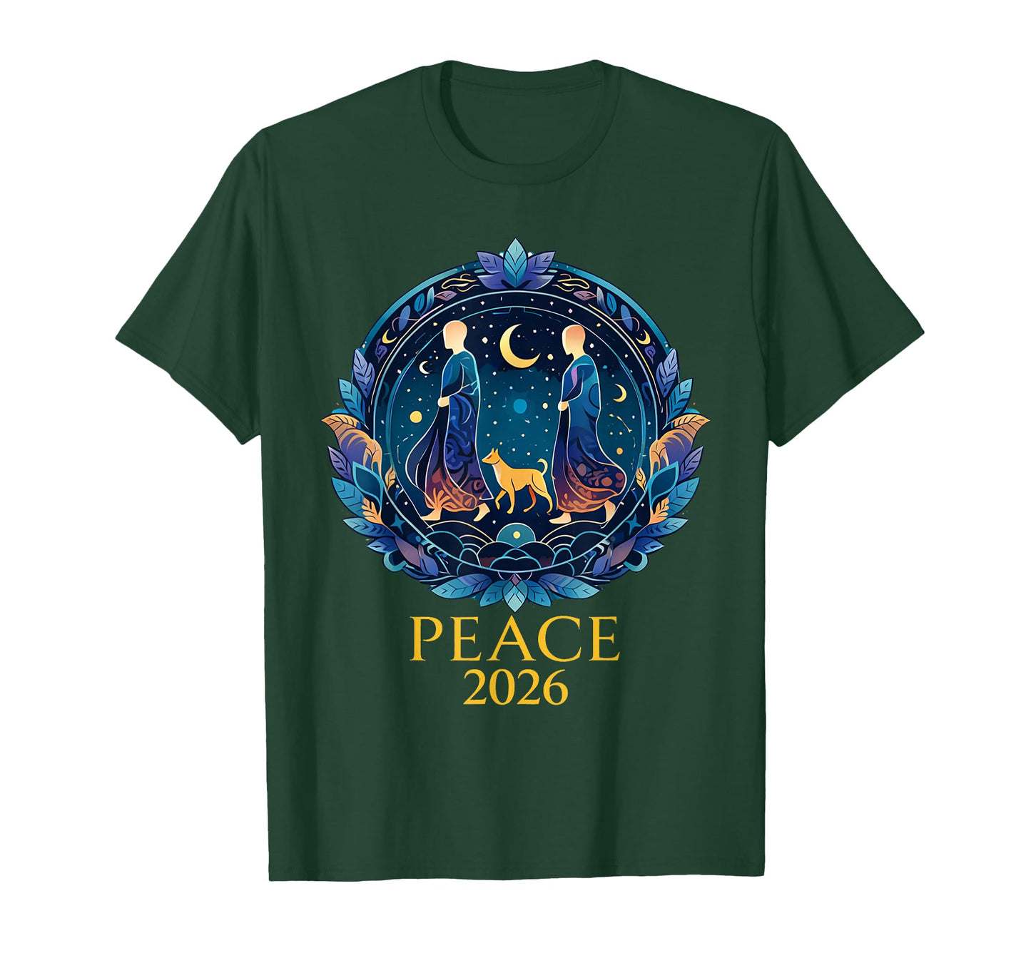 Walk Peace 2026 World Peace Monks with Aloka Dog Spiritual T-Shirt