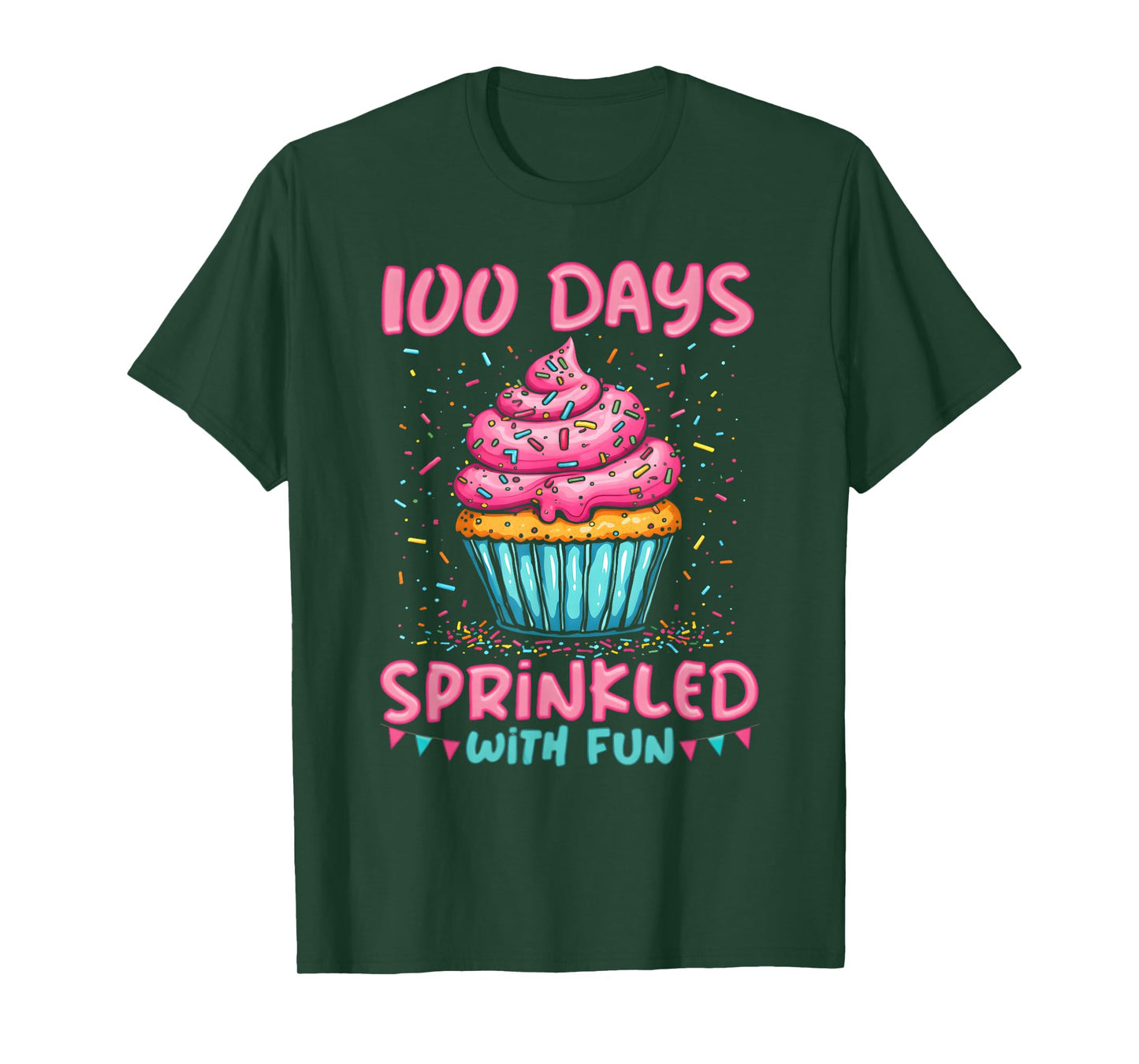 100 Days Sprinkled with Fun Cupcake 100th Day of School Girl T-Shirt