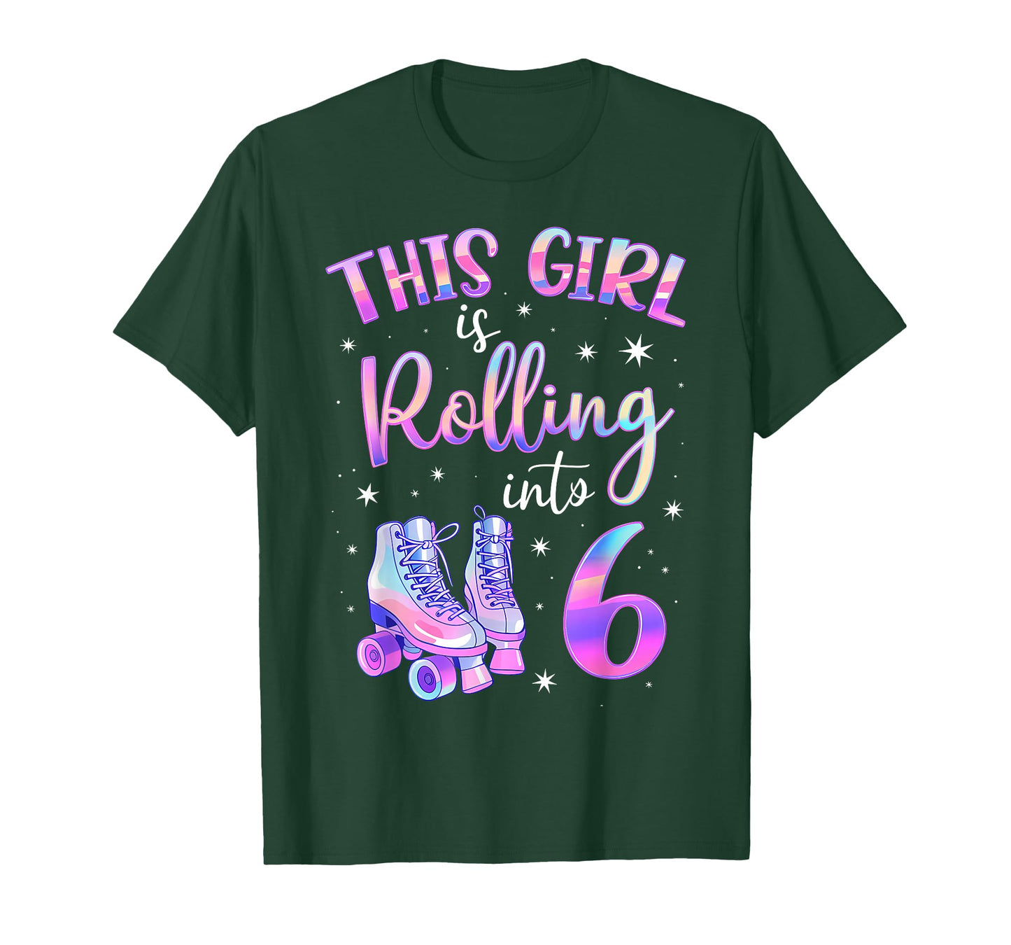 Funny Rolling Into 6 Roller Skating 6th Birthday Girl Party T-Shirt