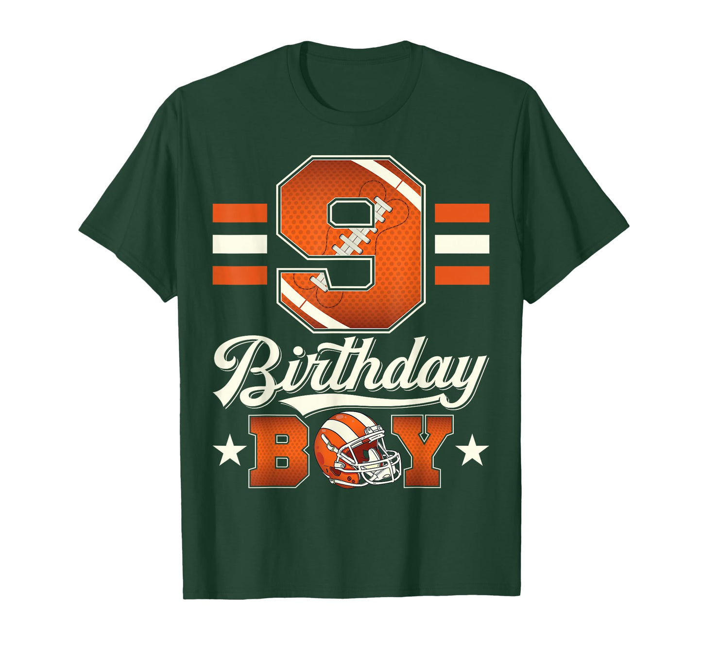 Nine 9th Birthday Boy Football 9 Year Old Sports Party T-Shirt