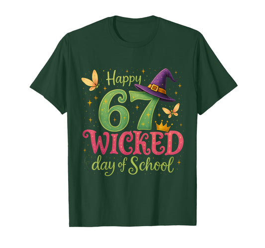 Happy 67 Wicked Day of School Sparkly Magical Teacher T-Shirt
