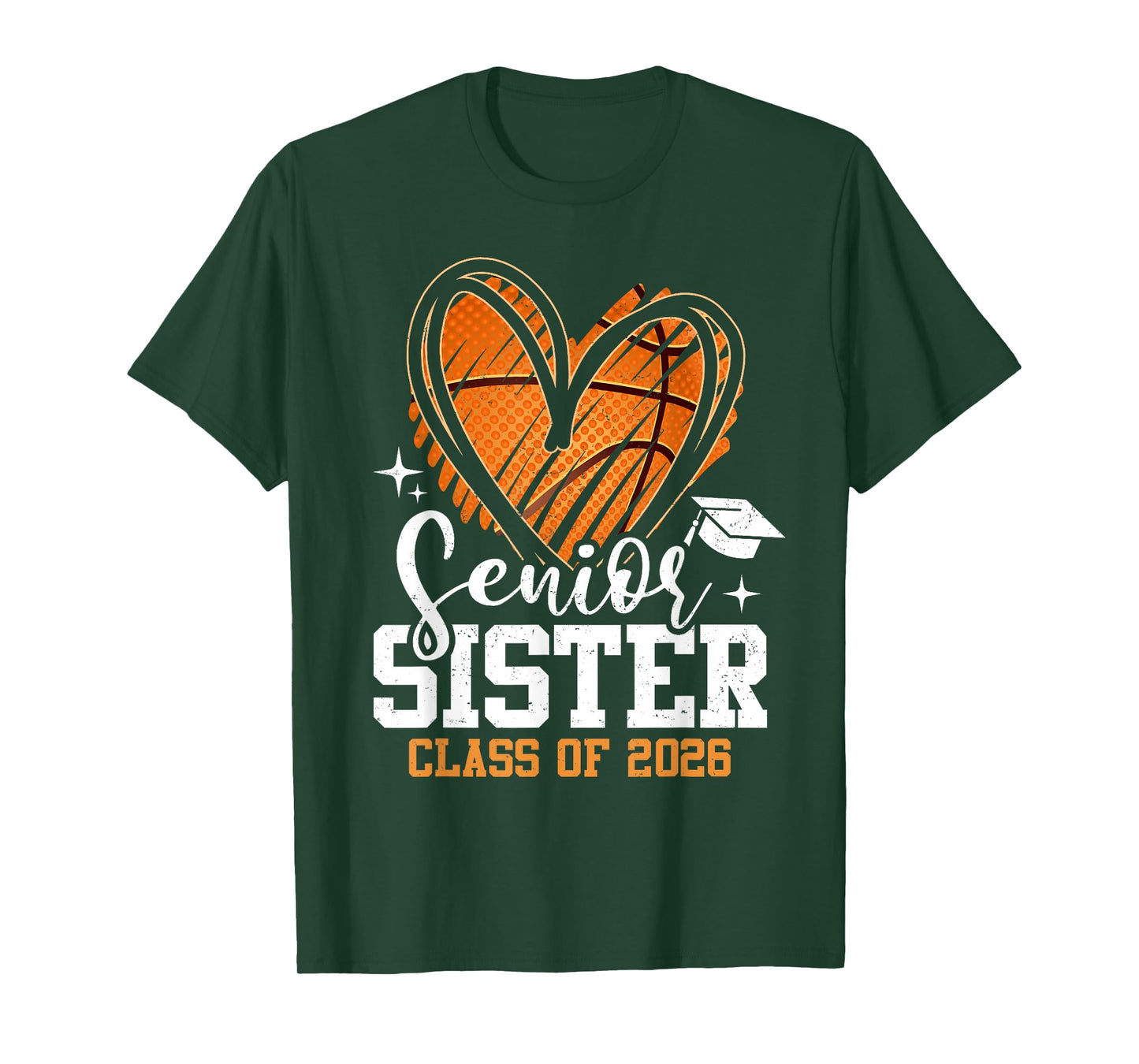 Senior Sister Class of 2026 Basketball Graduation Heart T-Shirt