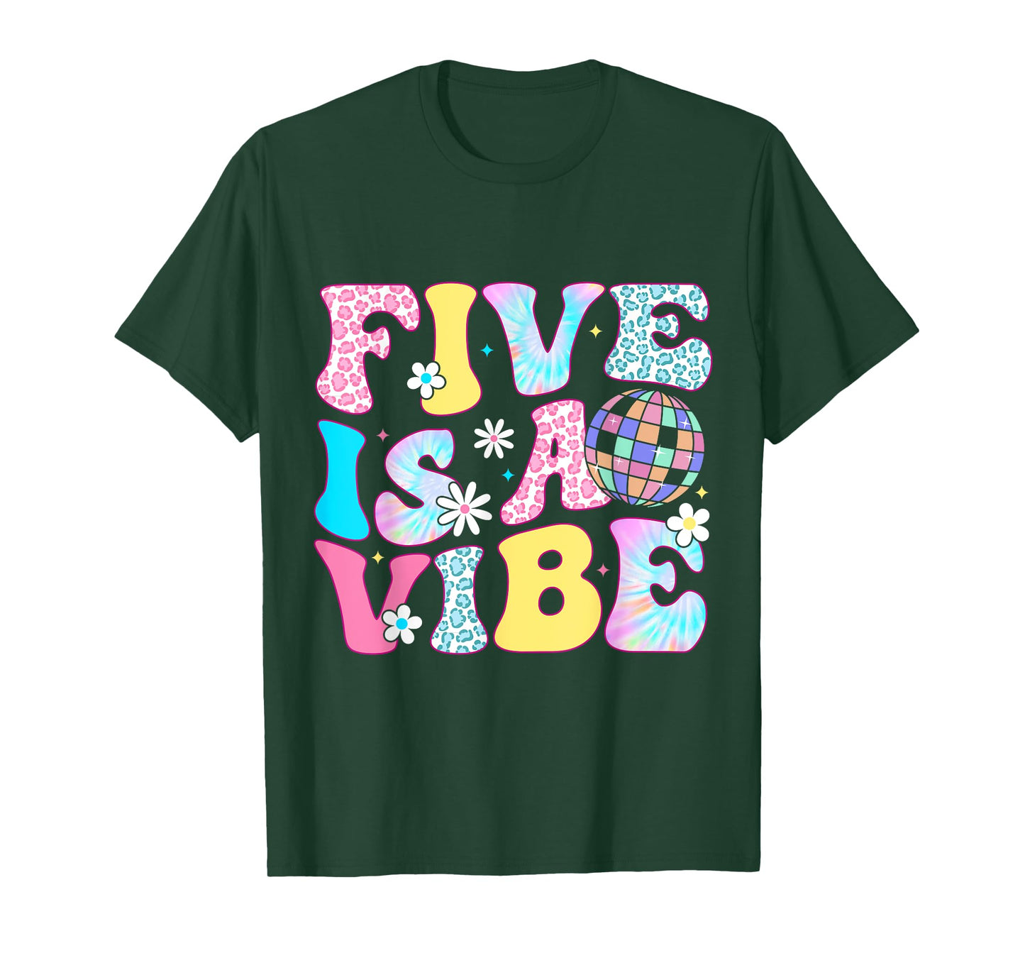 Five Is A Vibe 5 Years Old Bday Groovy Disco 5th Birthday T-Shirt