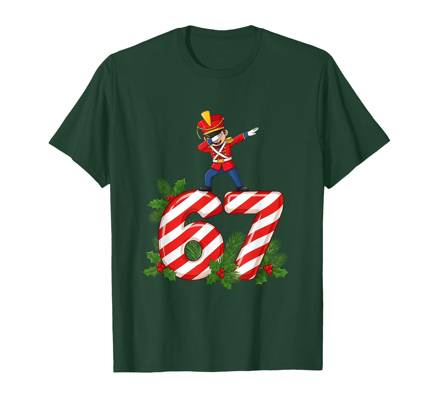 Six Seven Meme Dabbing Christmas Toy Soldier 67 Gen Z Apha T-Shirt