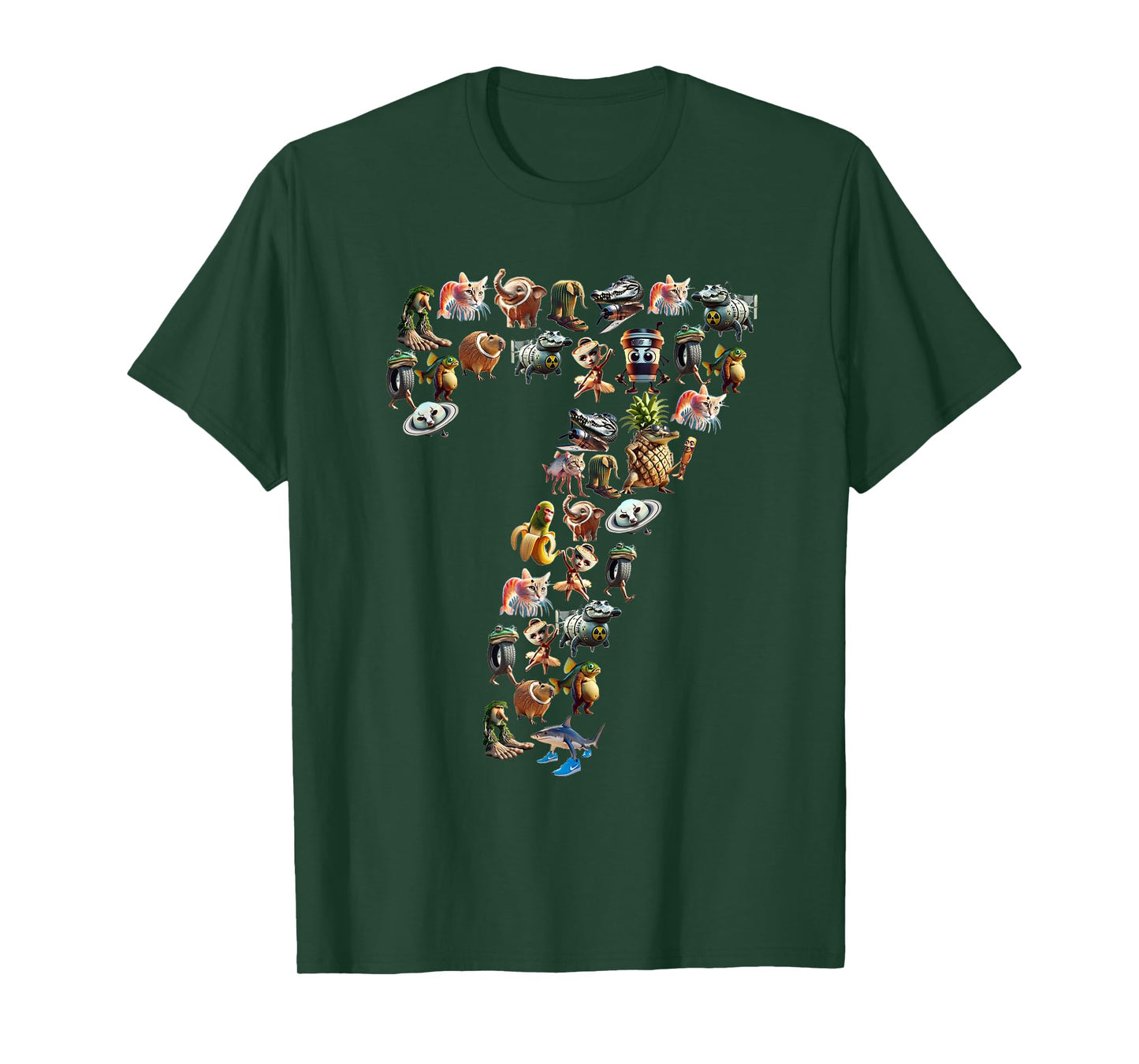 Happy 7th Birthday Boy Italian Brainrot Meme Party Funny T-Shirt