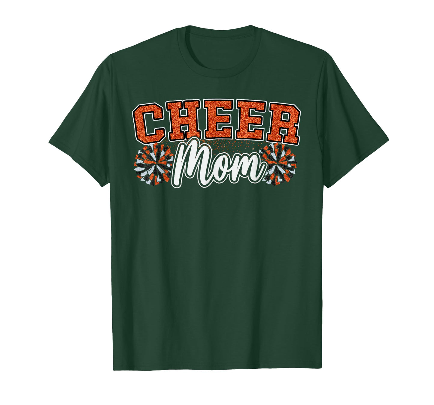 Funny Loud Proud Cheer Mom Mama Cheerleading Orange Pom Poms T-Shirt