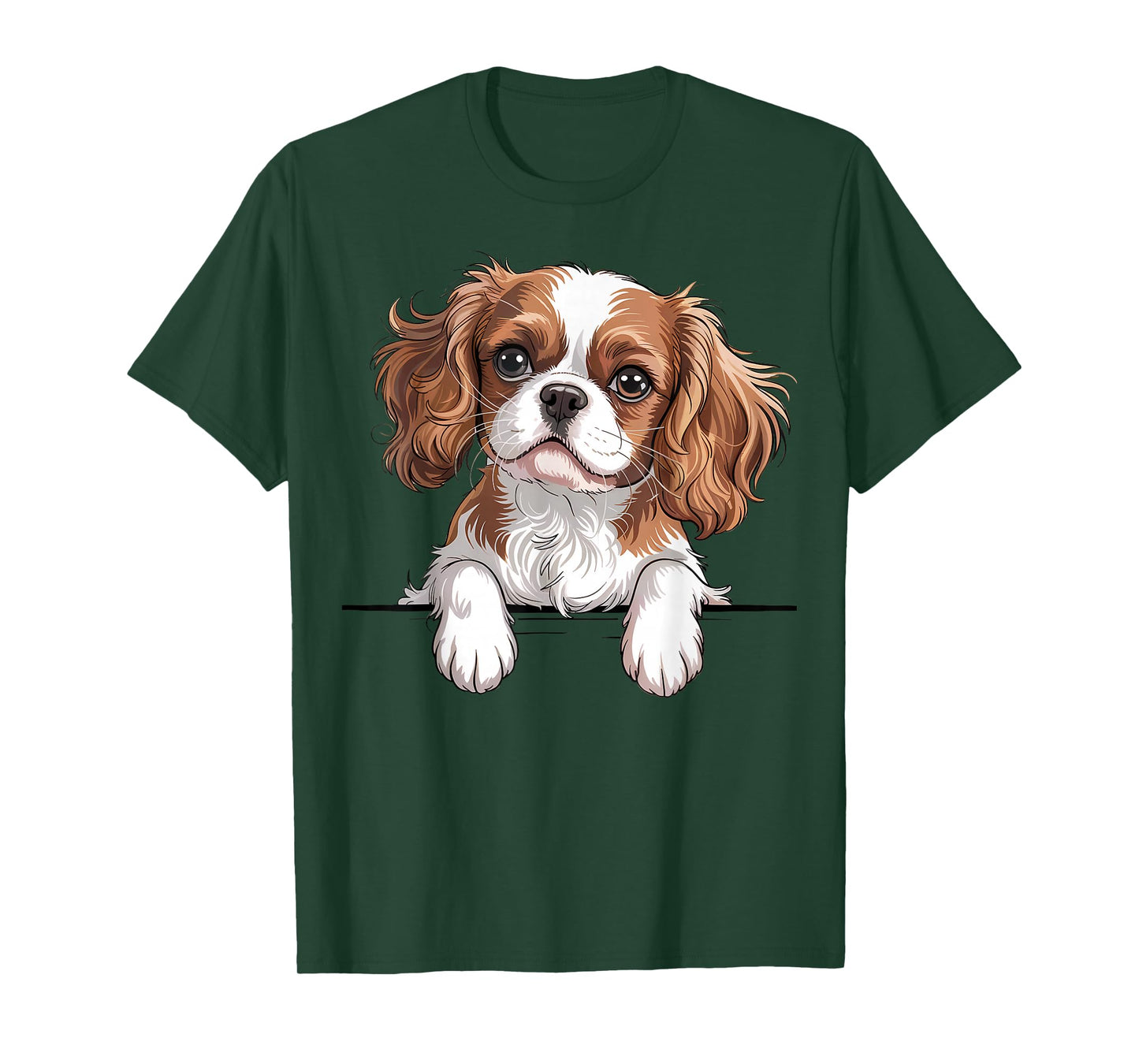 Cavalier King Charles Spaniel Funny Peeking Pocket Puppy Dog T-Shirt