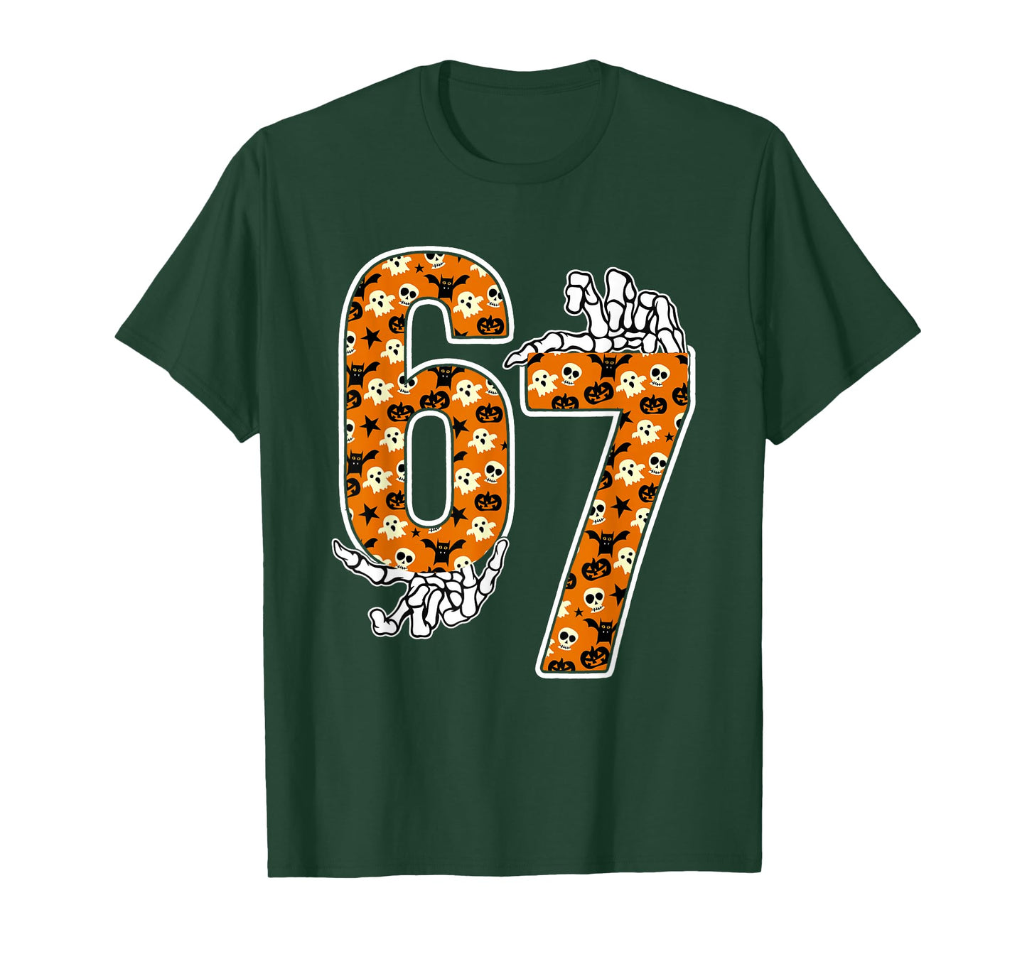 67 Halloween Meme 6 7 Numbers Six Seven Funny Kids Skeleton T-Shirt