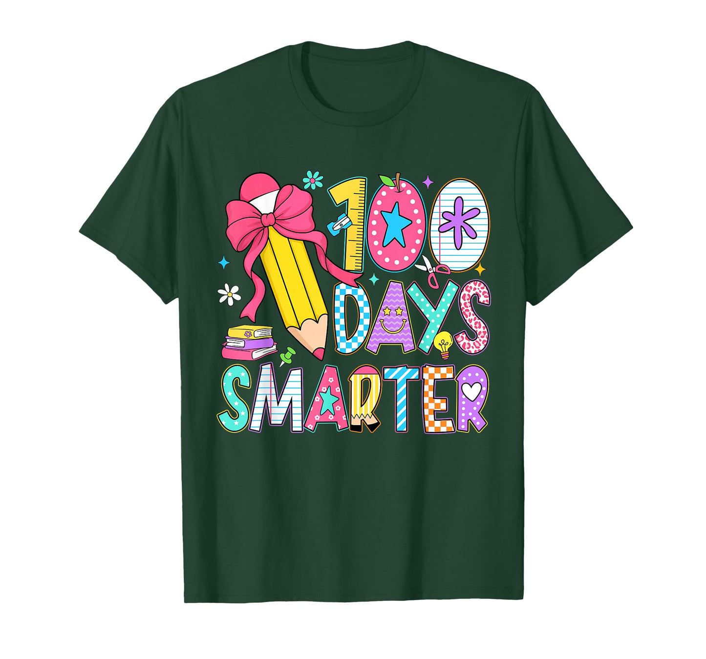 100 Days of Smarter Girls Coquette Bow 100th Day of School T-Shirt