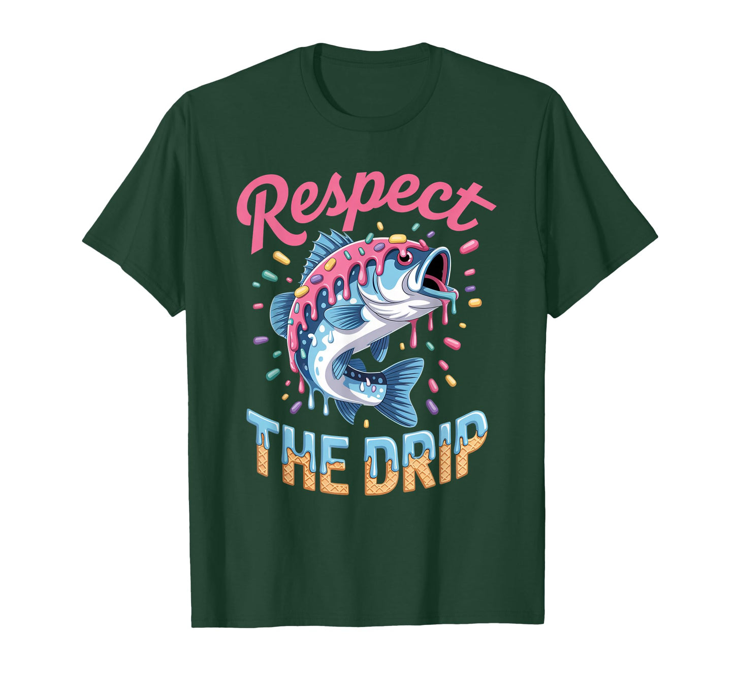 Boys Fishing Shirt Respect The Drip Drippy Birthday Graphic T-Shirt