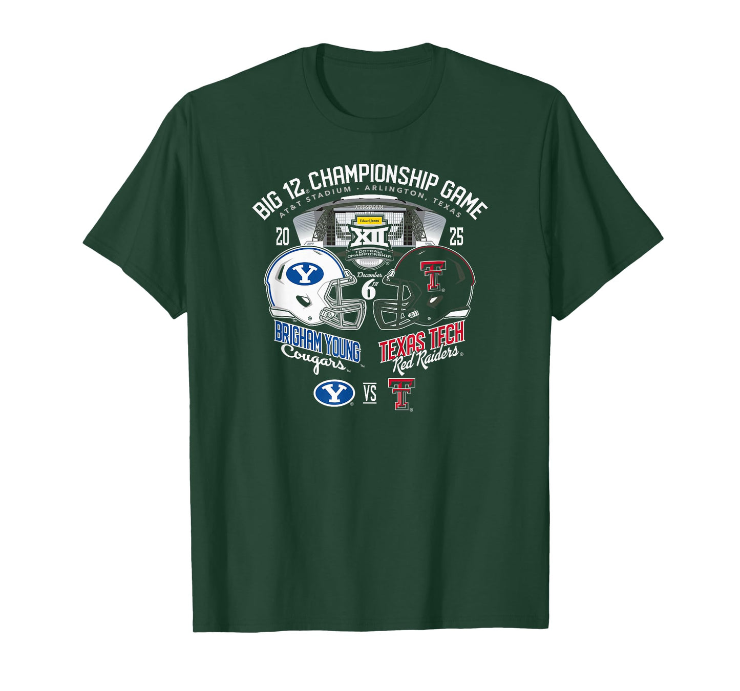 BYU vs Texas Tech Big 12 Championship 2025 Football Black T-Shirt