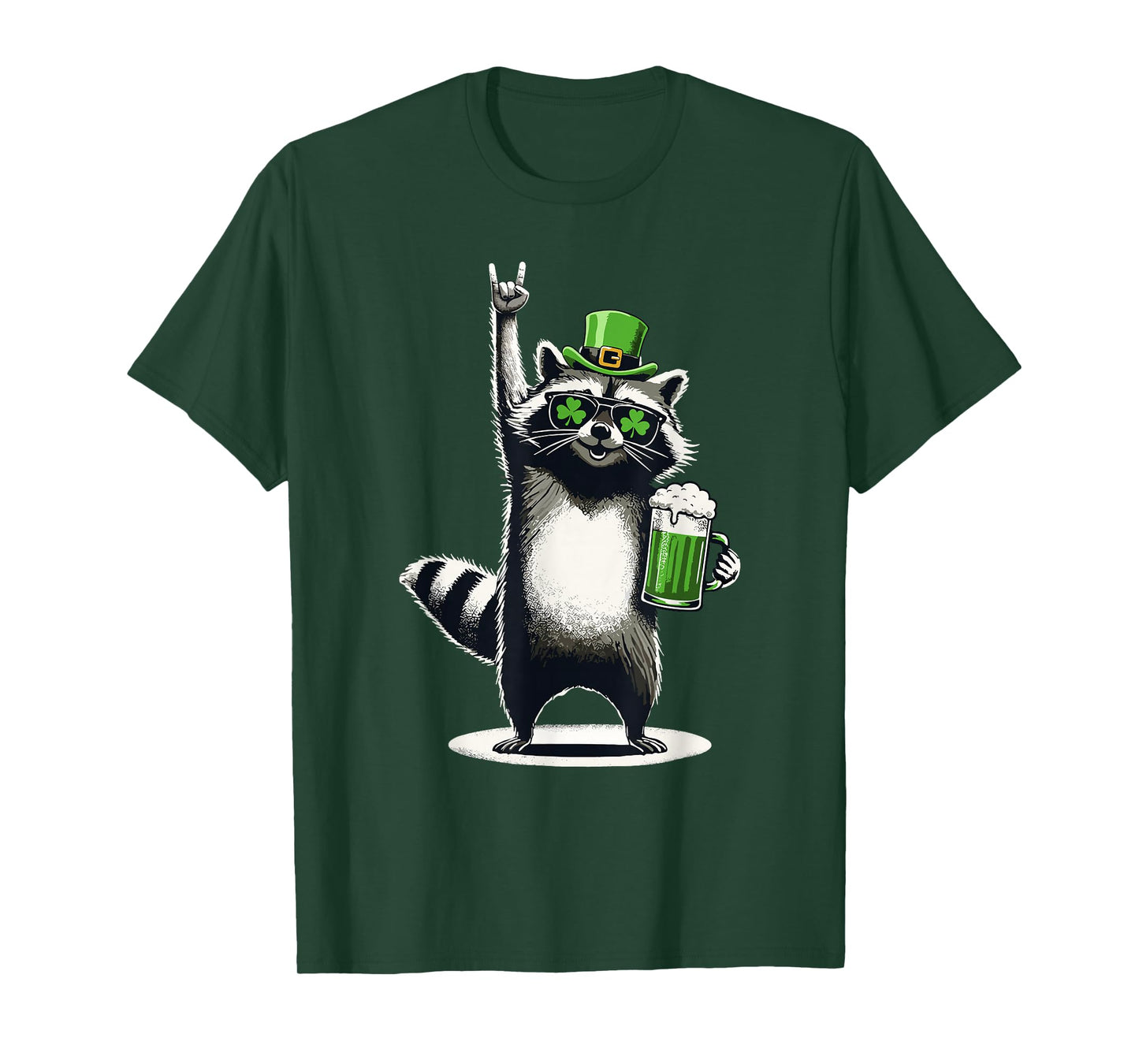 Raccoon St Patty's Shamrock Beer Funny St Patrick's Day T-Shirt