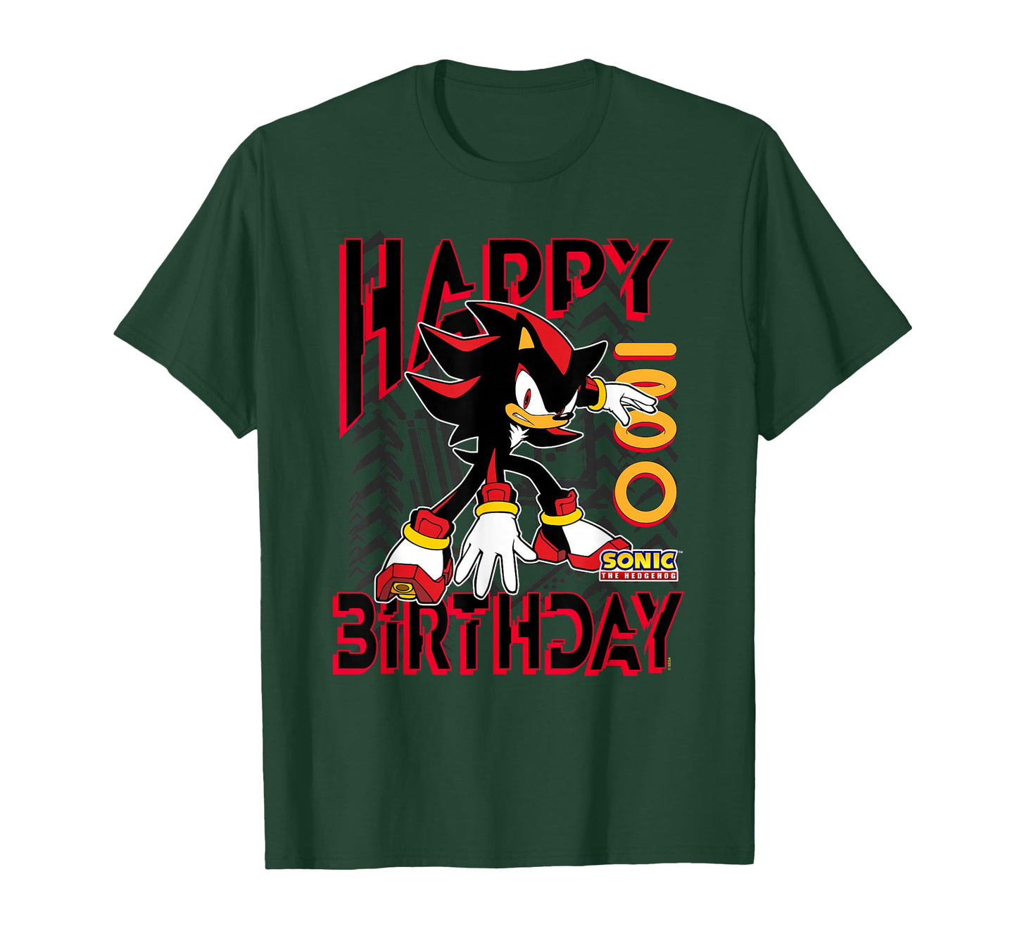 Sonic The Hedgehog Happy Birthday Shadow Grid Chest Poster T-Shirt