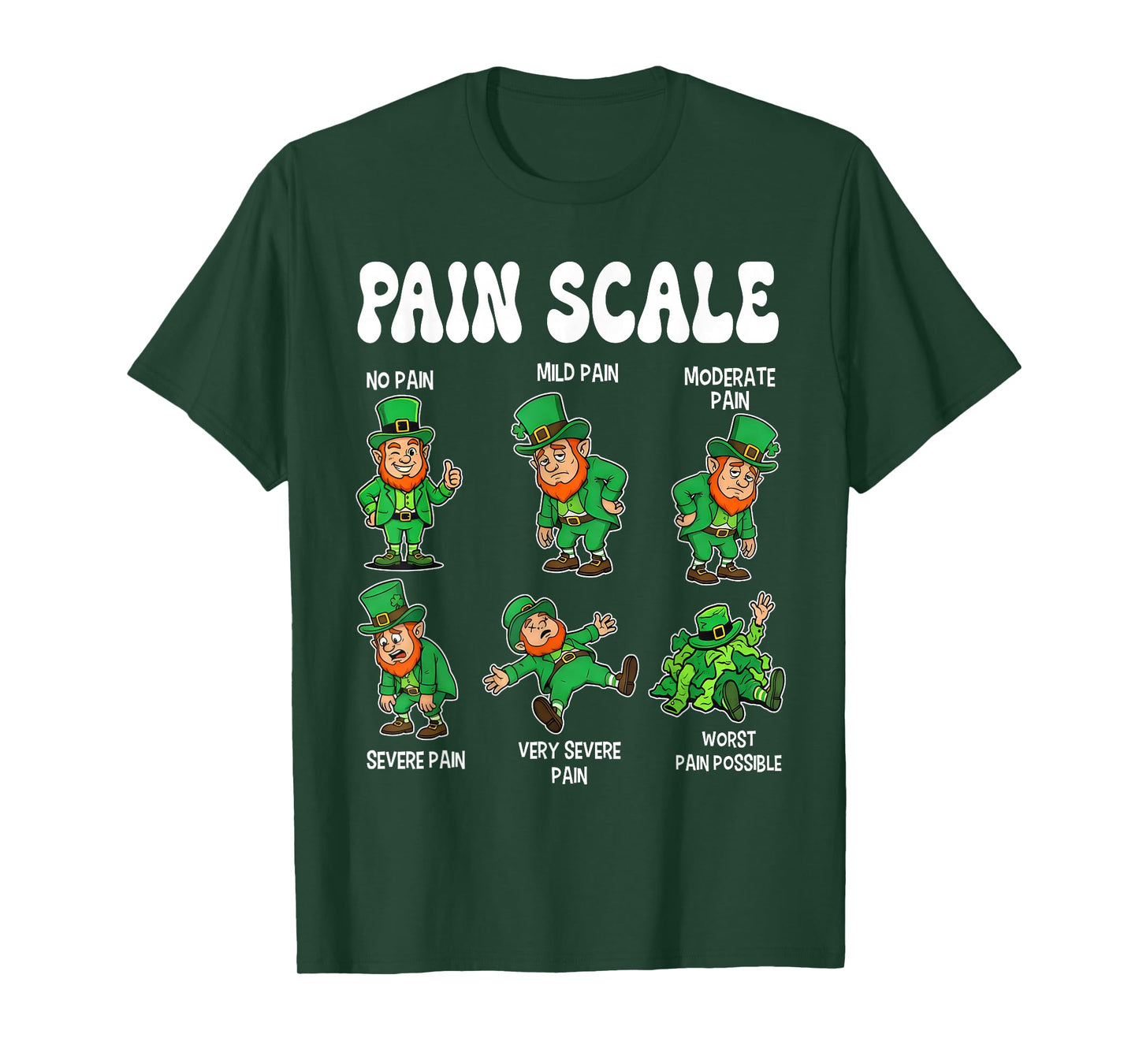 Funny Pain Scale Leprechaun Nurse St. Patricks Day Men Women T-Shirt
