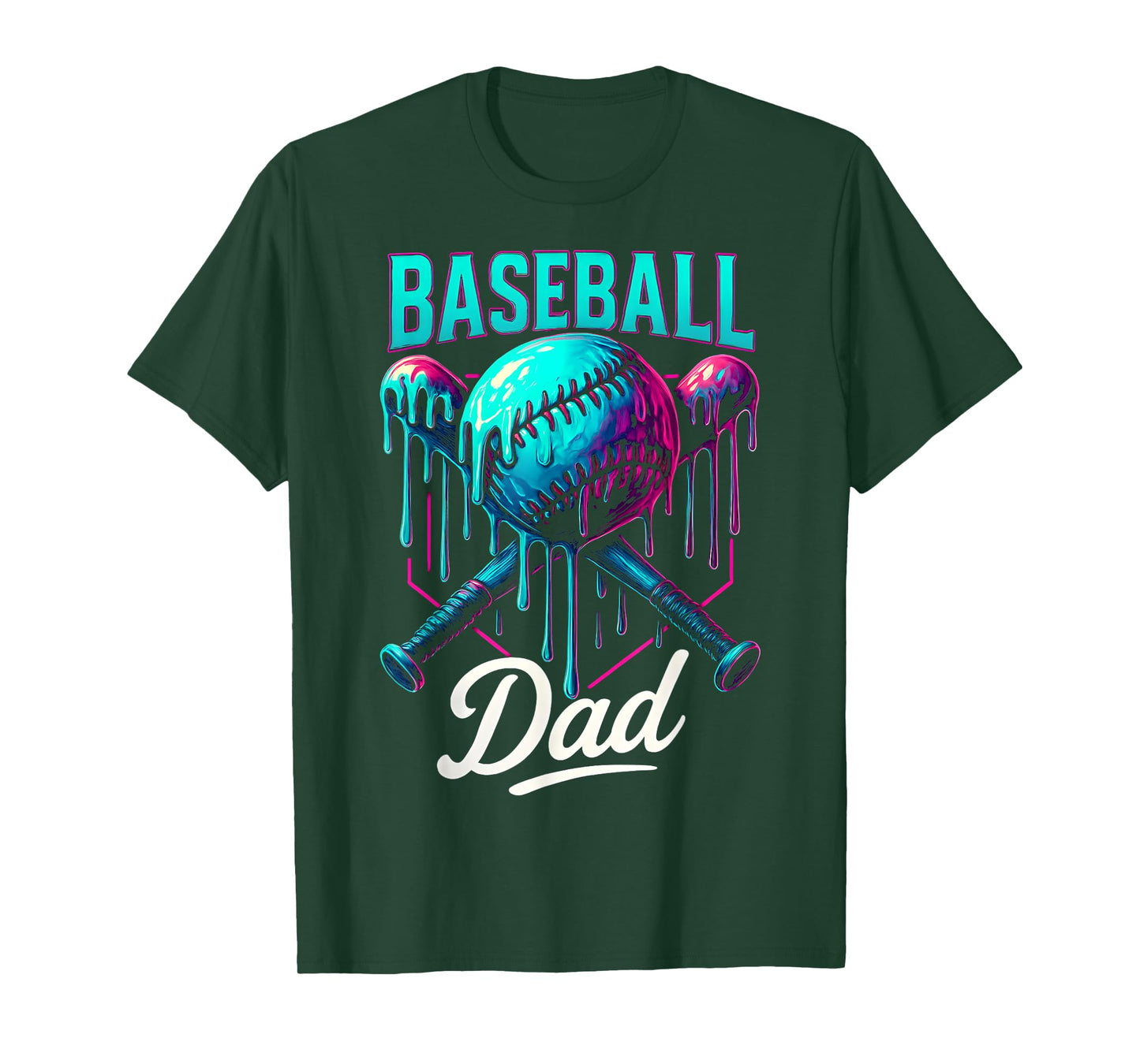 Baseball Drip Dad Ice Cream Drip Baseball Men Father's Day T-Shirt