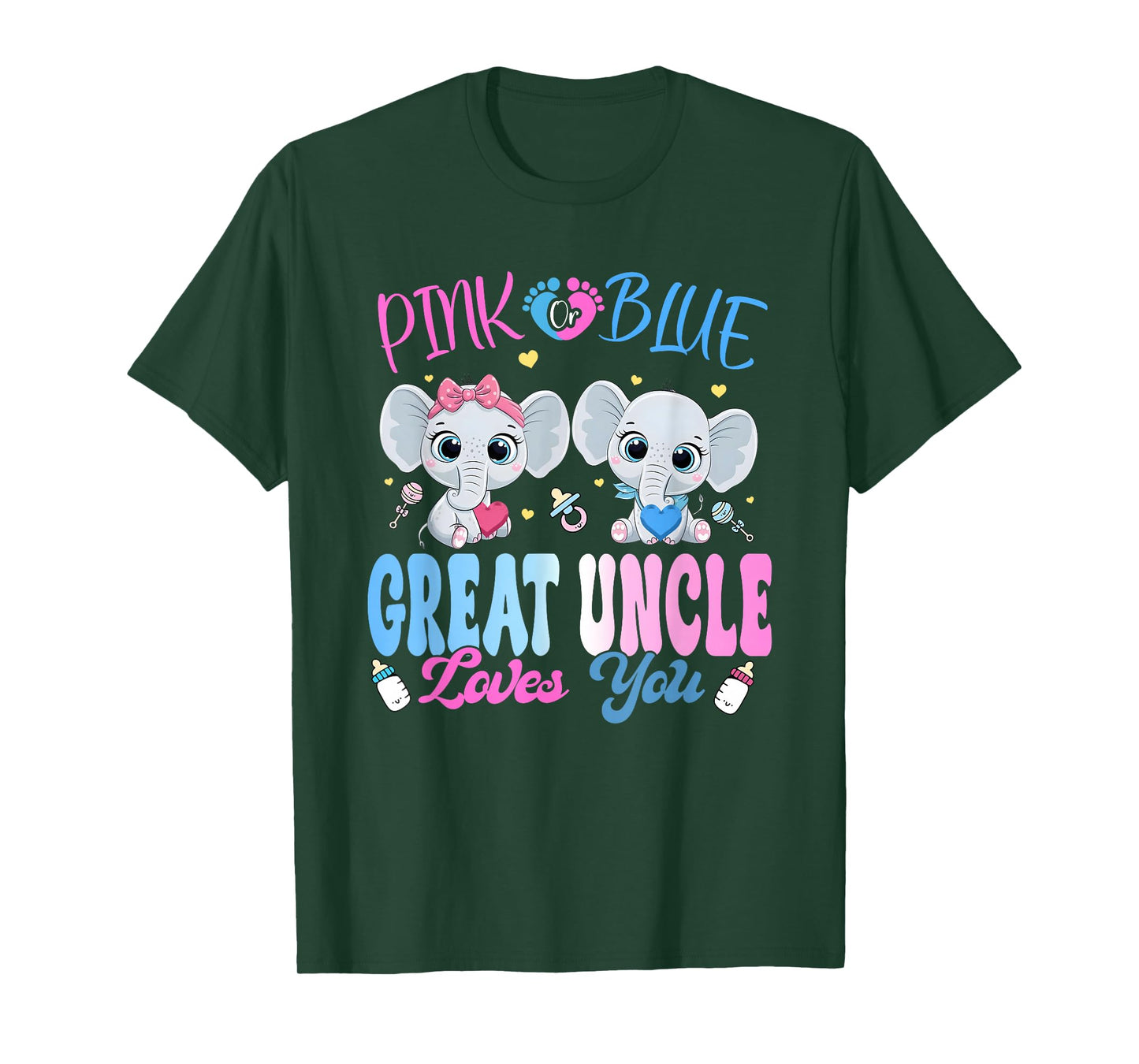 Pink or Blue Great Uncle Loves You Gender Reveal Elephant T-Shirt