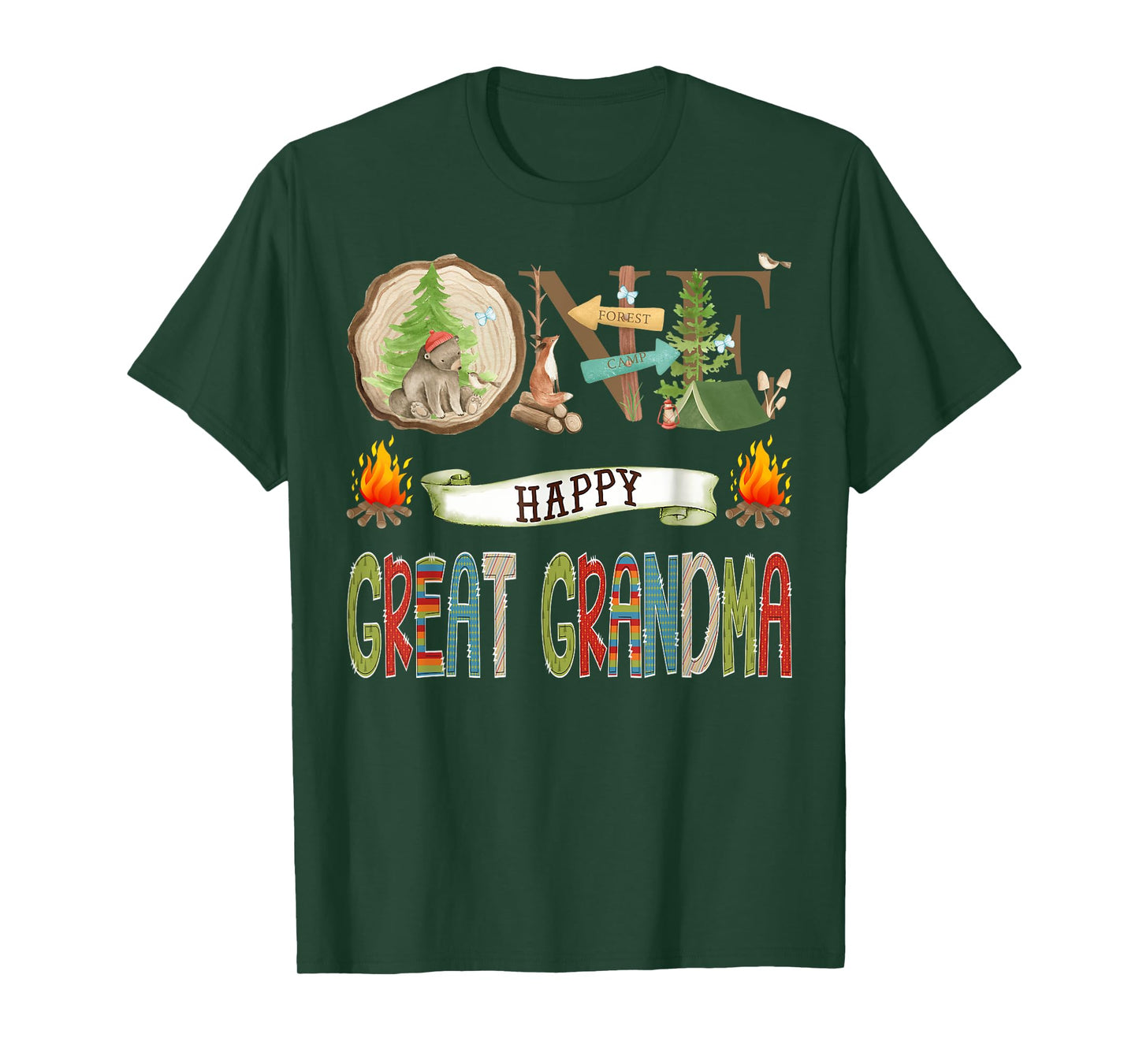One Happy Great Grandma Camper 1St Birthday Camping Bear T-Shirt