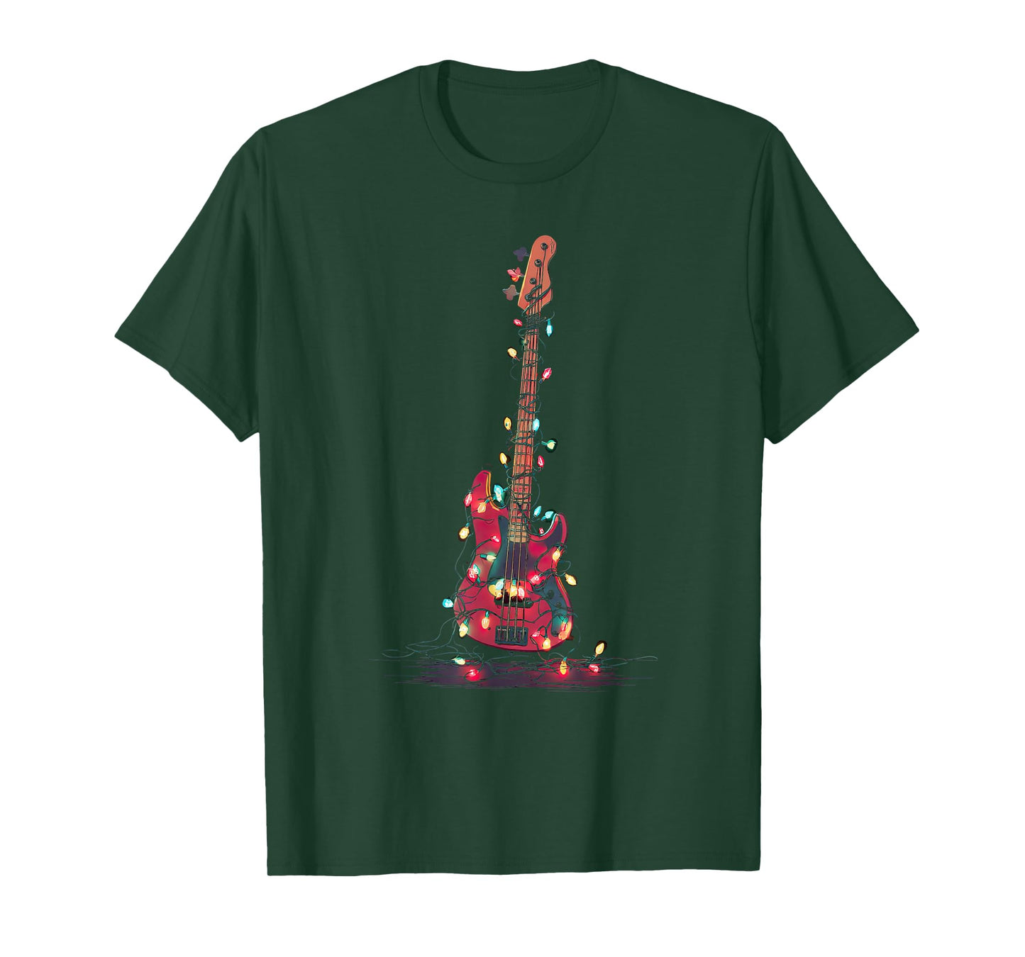 Bass Guitar Christmas Graphics Lights Lover Player Bassist T-Shirt