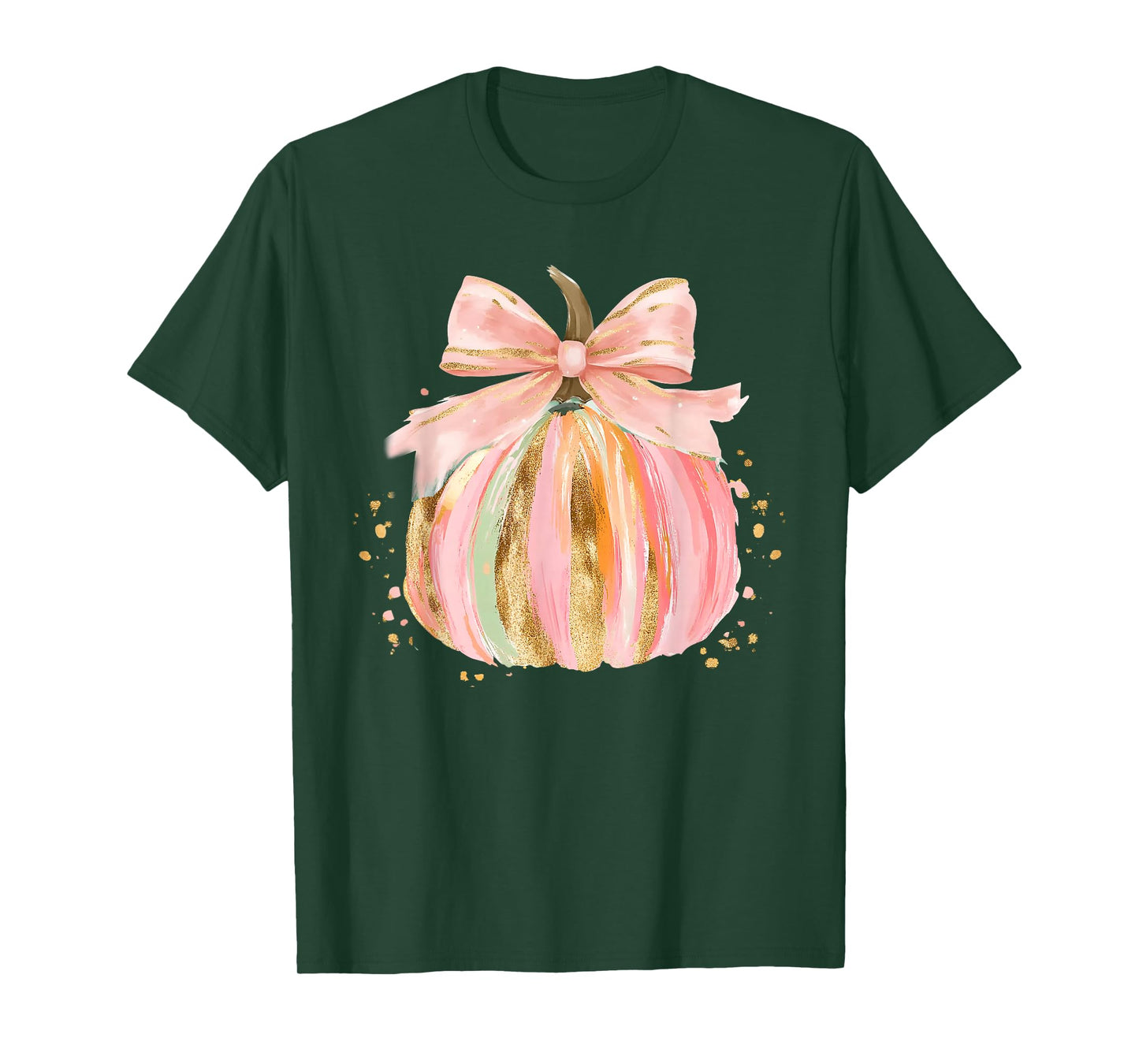 Pumpkin Season Coquette Bow Thanksgiving Autumn Fall Leaves T-Shirt