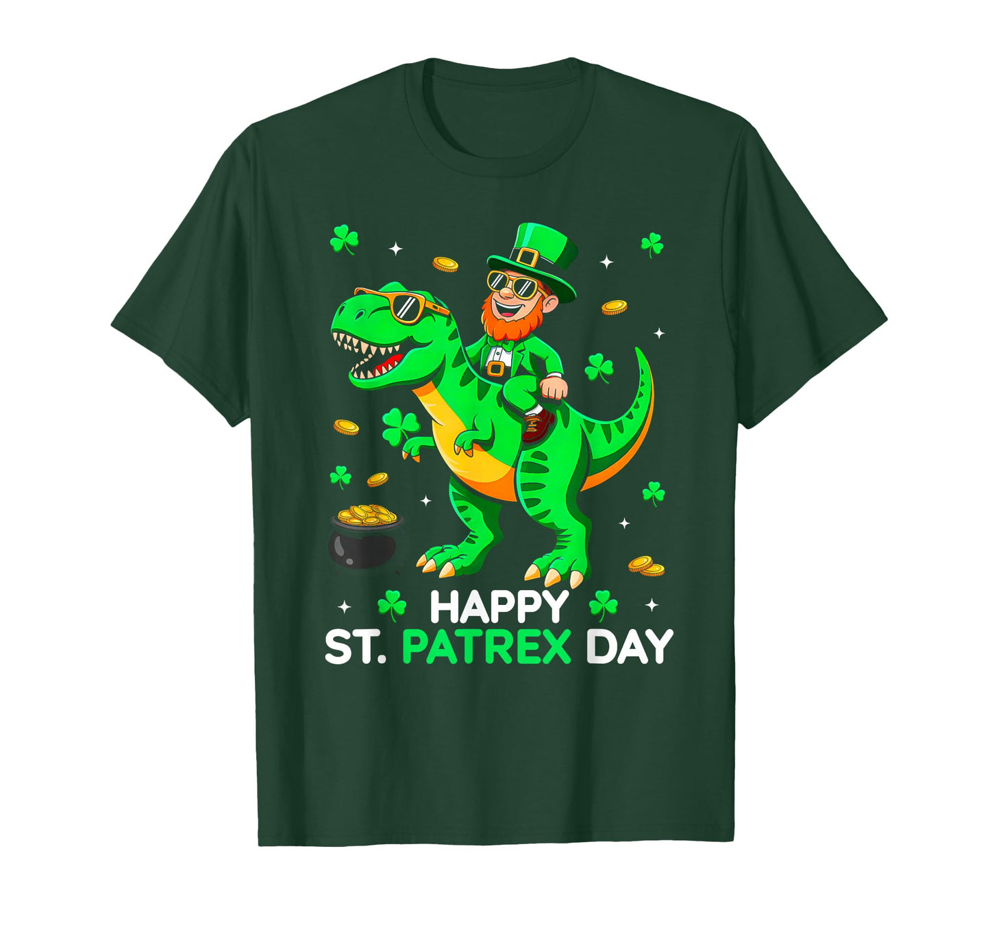 Dinosaur St Patricks Day Leprechaun Saint Pattys Boys Kids T-Shirt