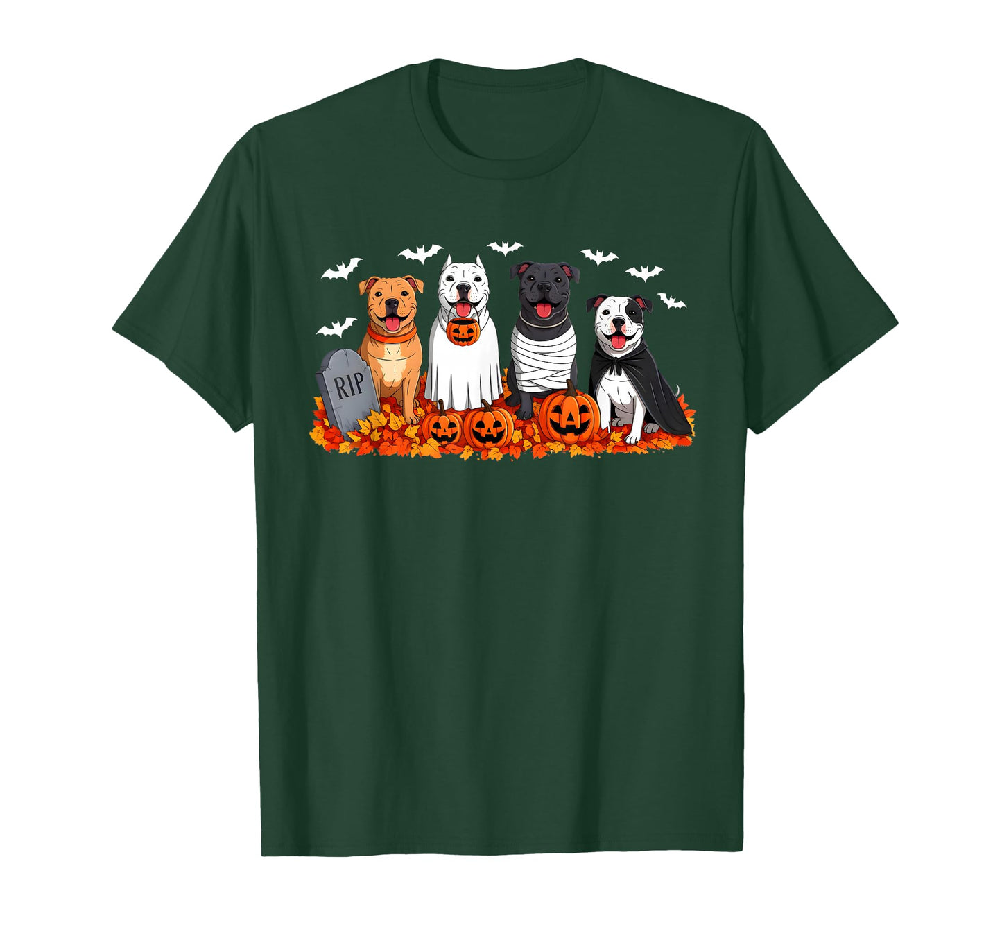 Pitbull Dog Ghost Mummy Pumpkin Halloween Costume Dog Lover T-Shirt