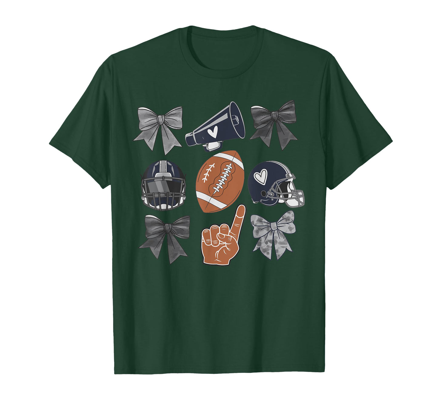 Football Love Cheer Helmet Bows Fan Sports Women Men T-Shirt