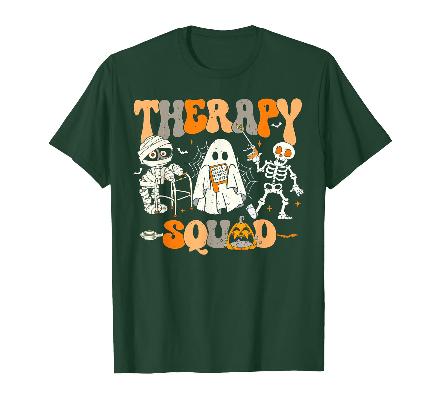 Therapy Squad Skeleton Ghost Mummy Halloween Spooky Season T-Shirt