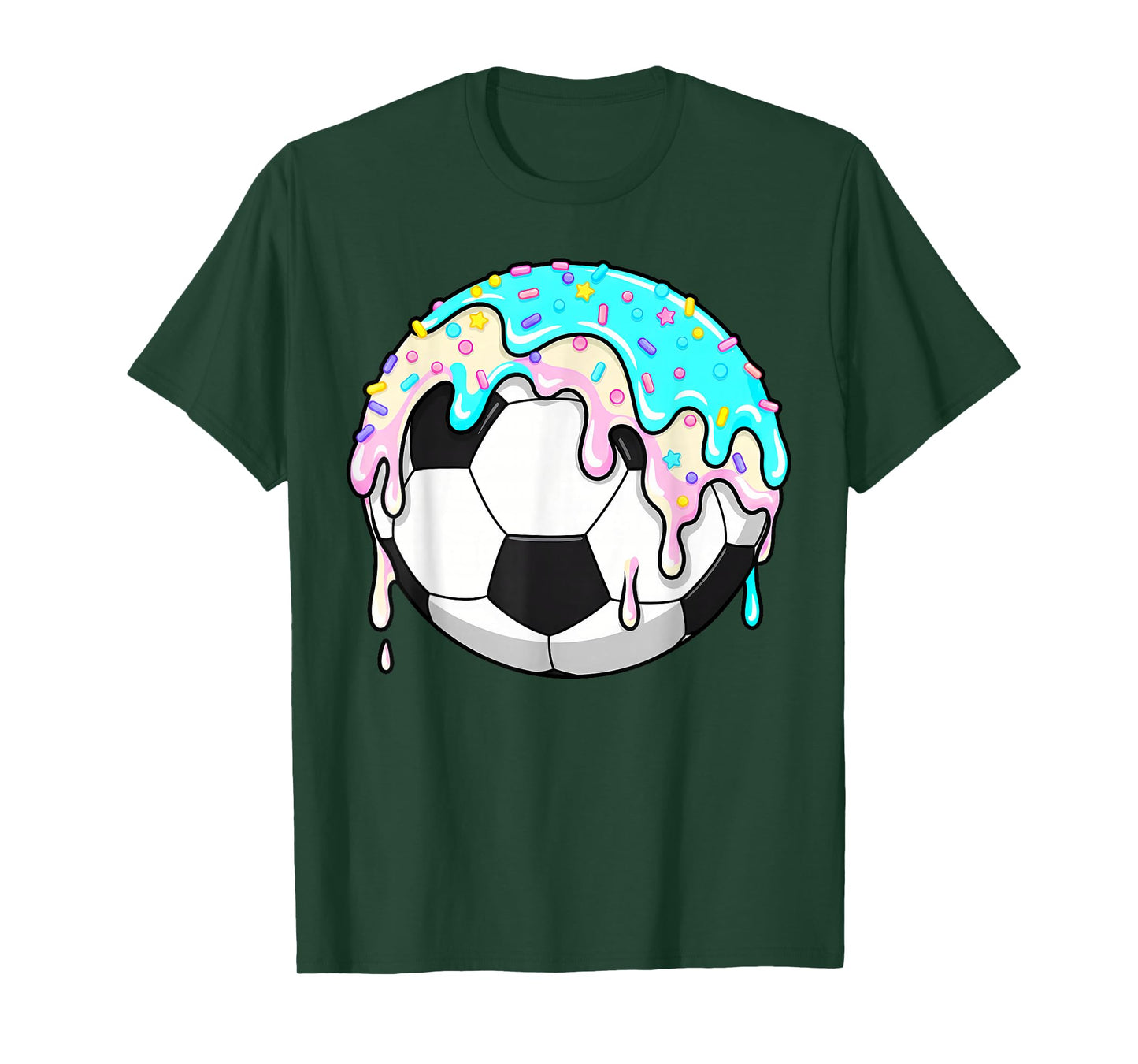 Dripping Soccer Ice Cream Drip Sport Sprinkles Melting Ball T-Shirt