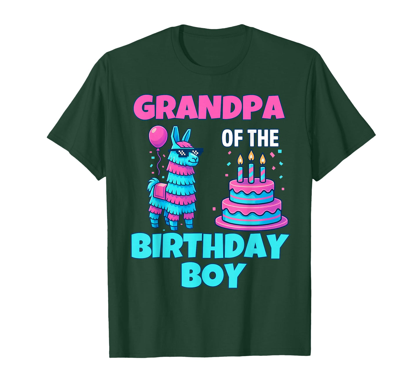 grandpa Birthday Boy Llama Pinata Party family mathing men T-Shirt