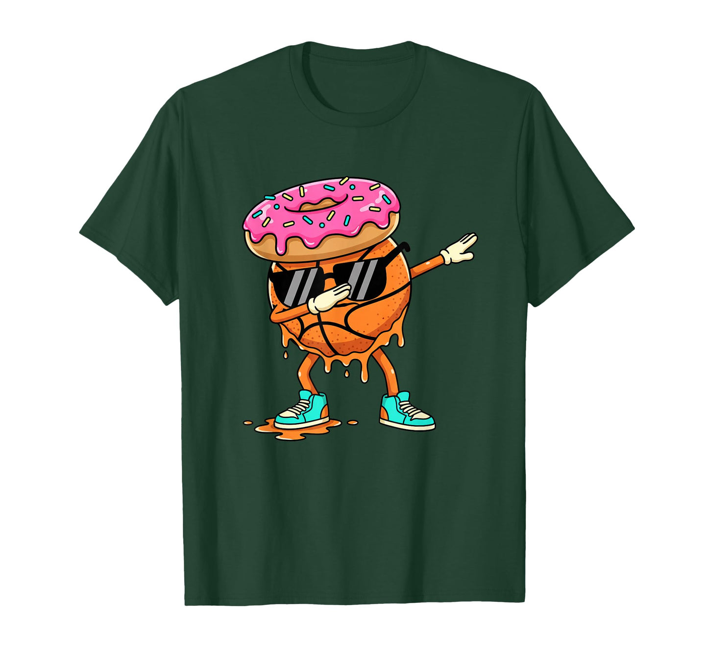 Basketball Donut Dab - Funny Basketball Character Design T-Shirt