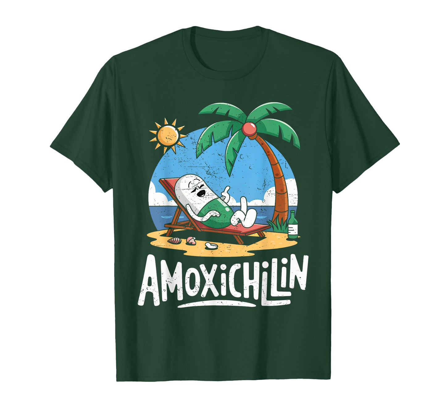 Amoxichillin Funny Pill Beach Vacation Pharmacy Technician T-Shirt