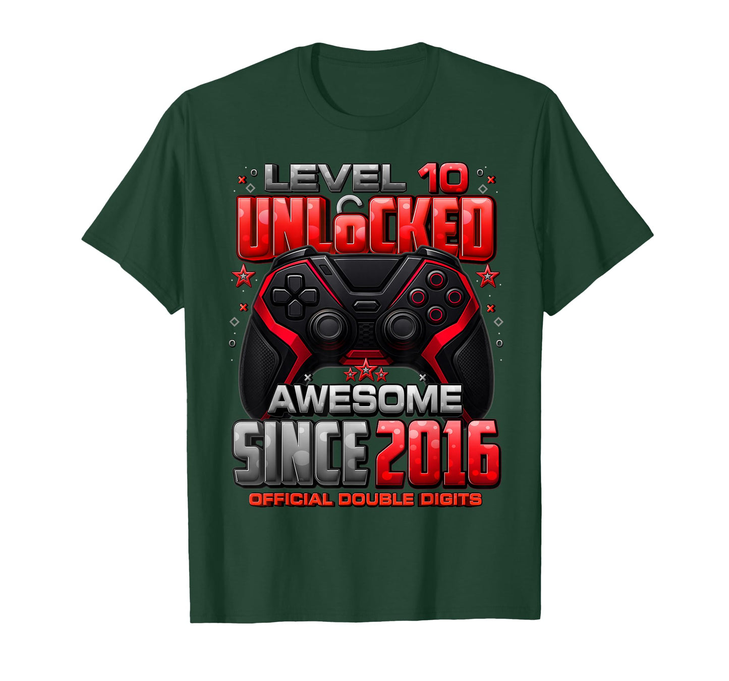 Level 10 Unlocked Awesome Since 2016 10th Birthday Gaming T-Shirt
