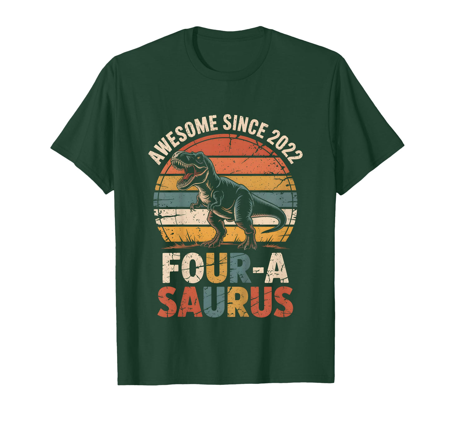4 Year Old Dinosaur 4th Birthday Gift Trex Dino Four Saurus T-Shirt