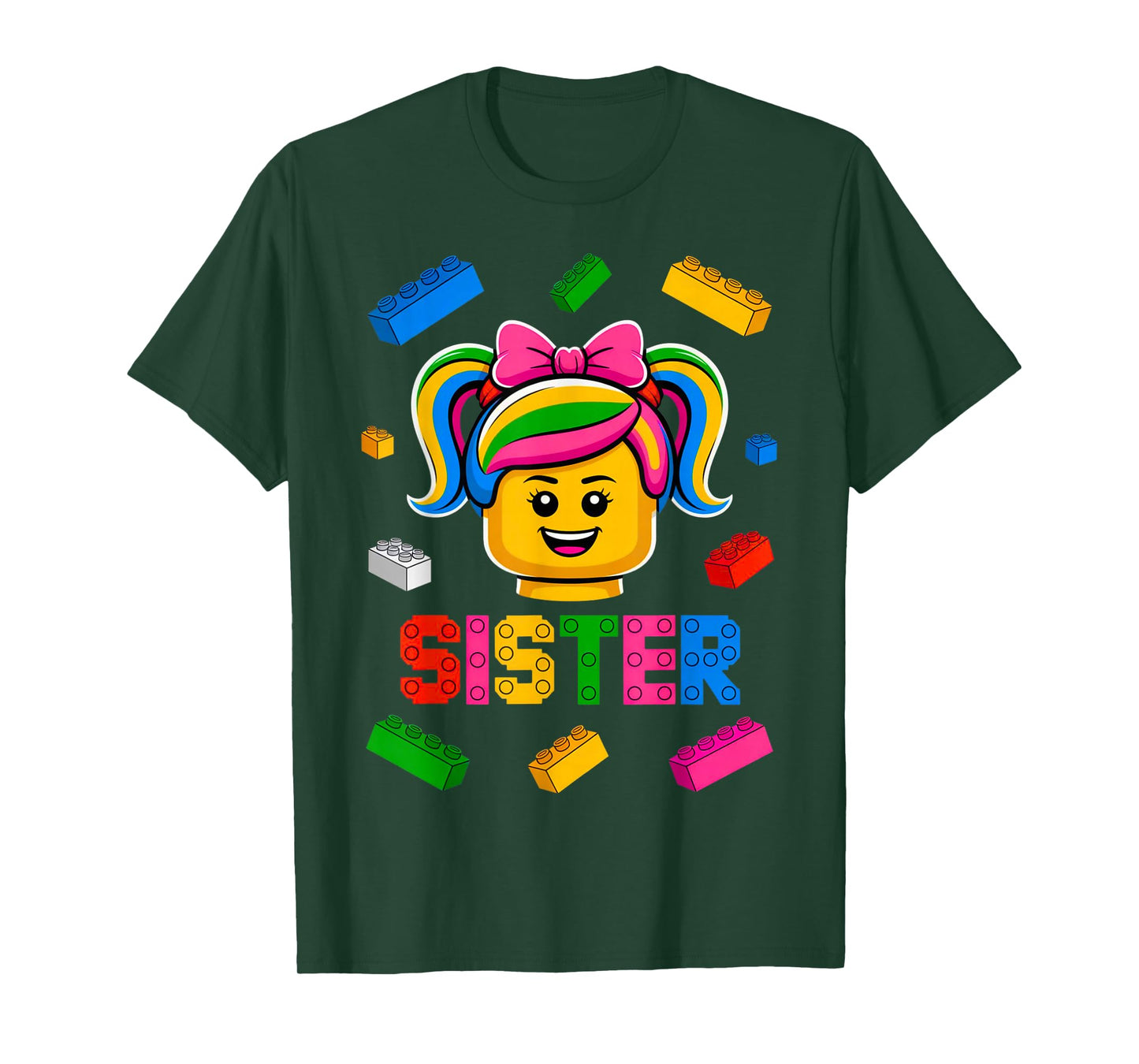 Family Sister Master Builder Building Bricks Blocks Girls T-Shirt