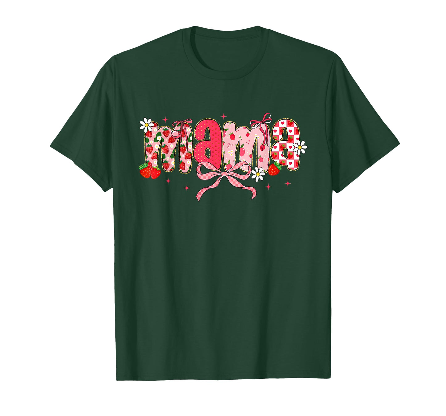 Mama Strawberry Mama Coquette Bow Mother's Day T-Shirt