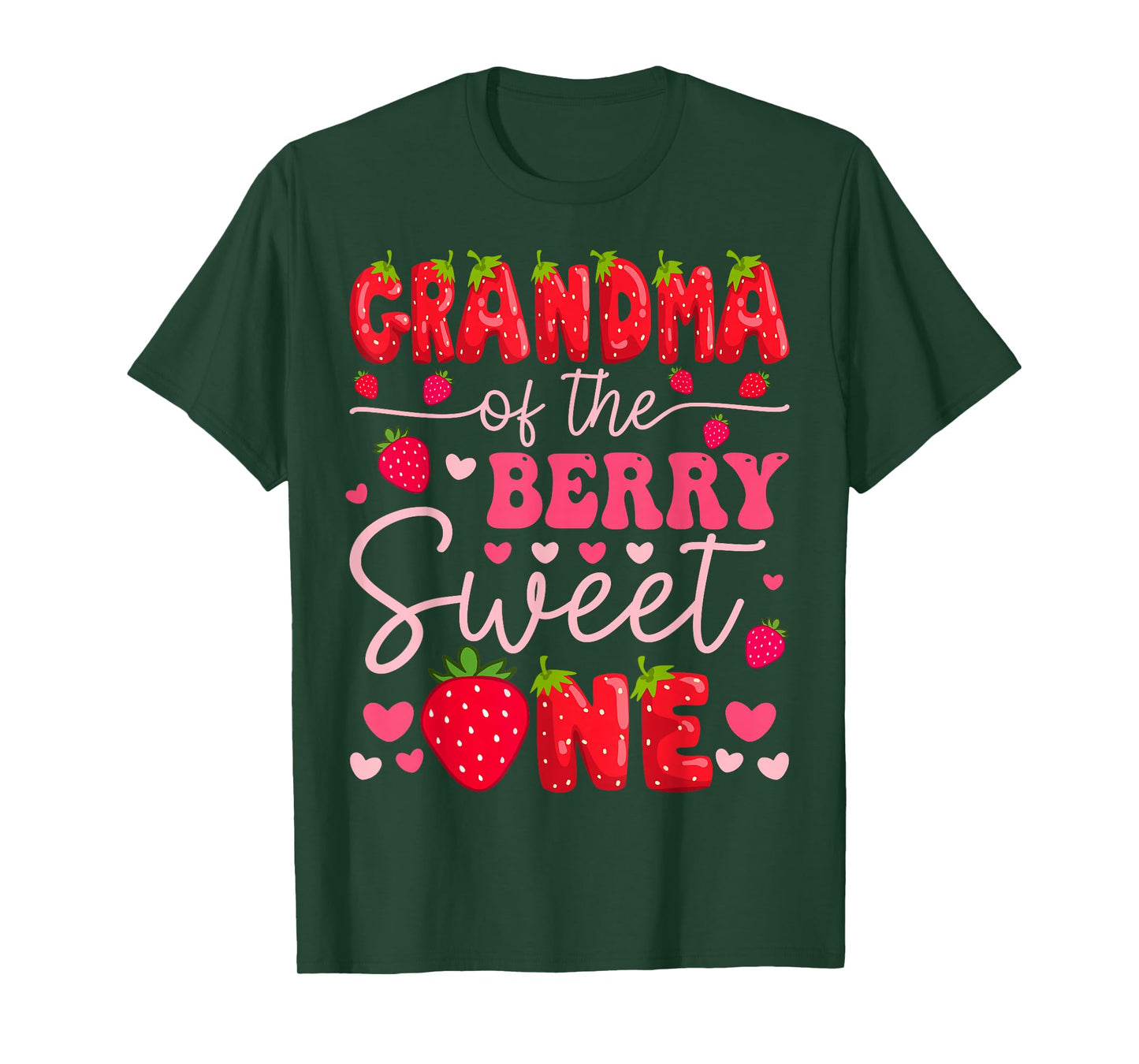 Grandma Of The Berry Sweet One Strawberry 1St Birthday Girl T-Shirt