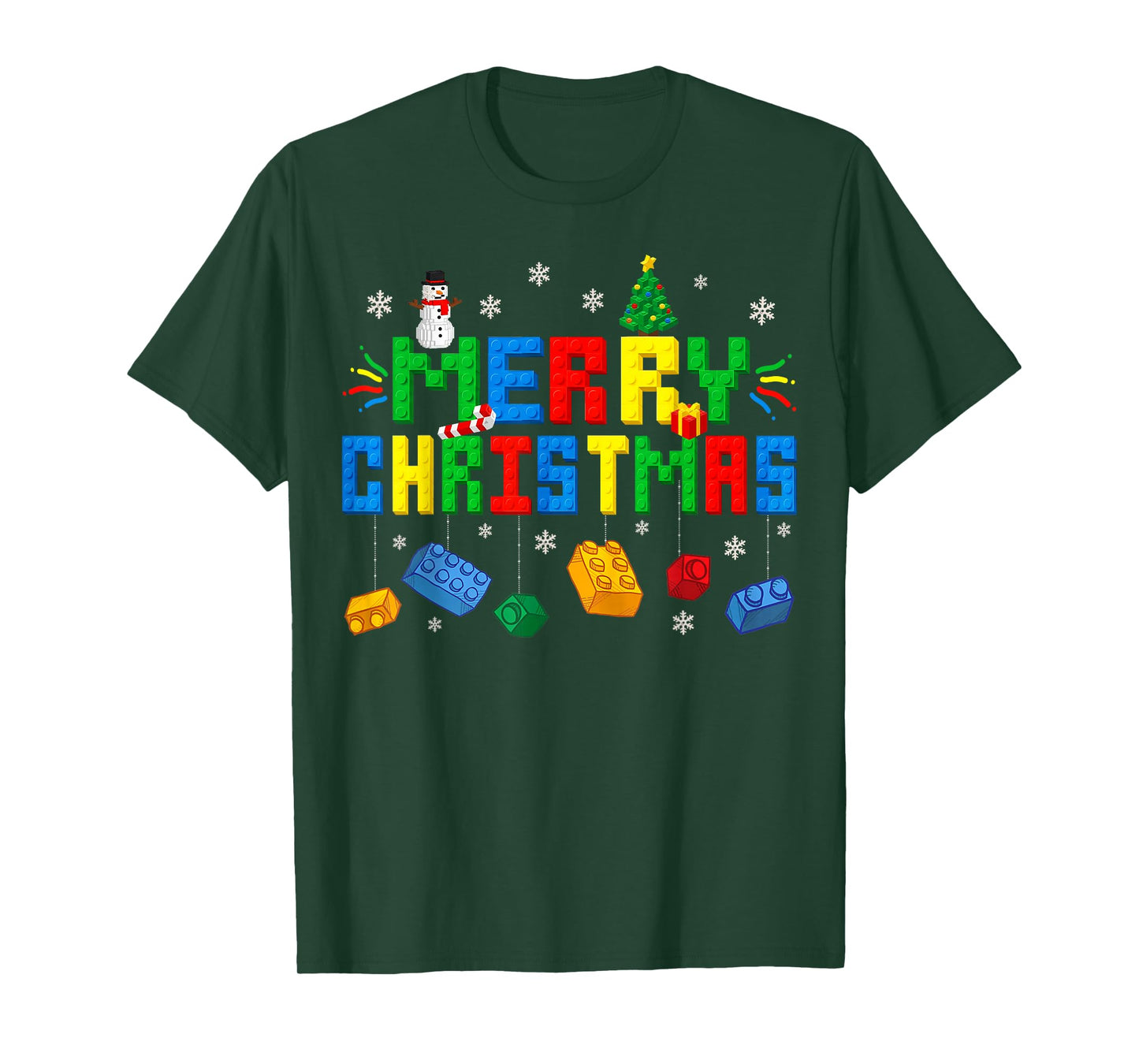 Merry Christmas Master Builder Blocks Building Bricks Xmas T-Shirt