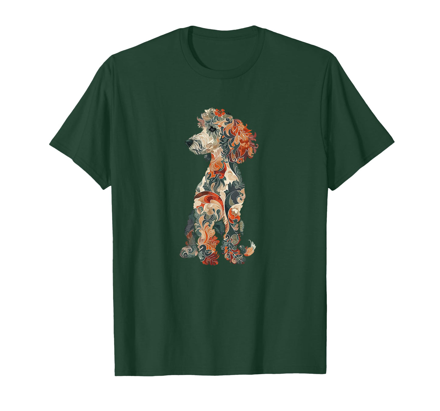 Womens & Girls Multicolored Cute Folk Art Poodle Lover T-Shirt