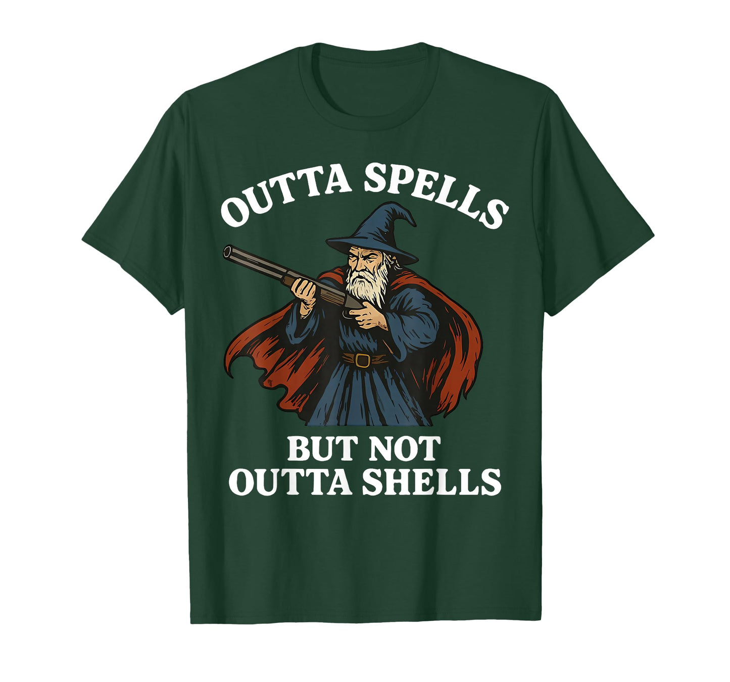 Funny Outta Spells But Not Outta Shells Wizard Fantasy Meme T-Shirt