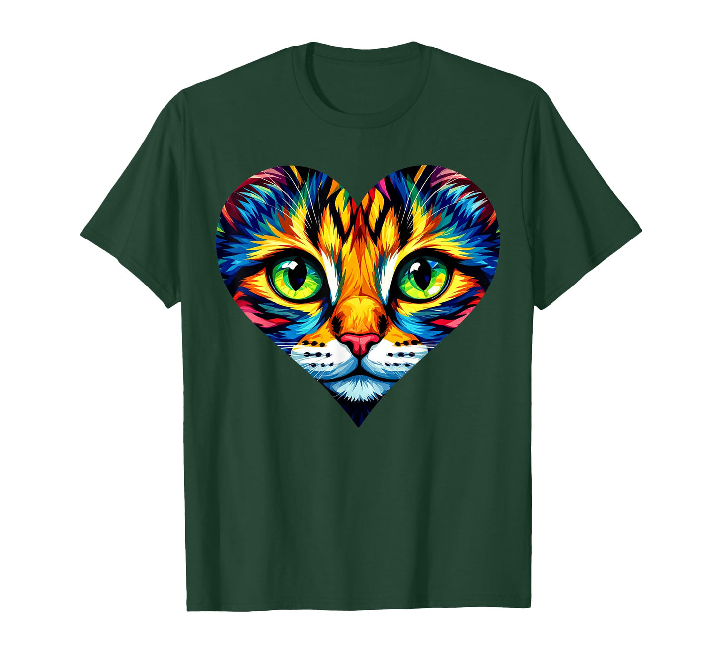 Colorful Cat Heart Art T-Shirt