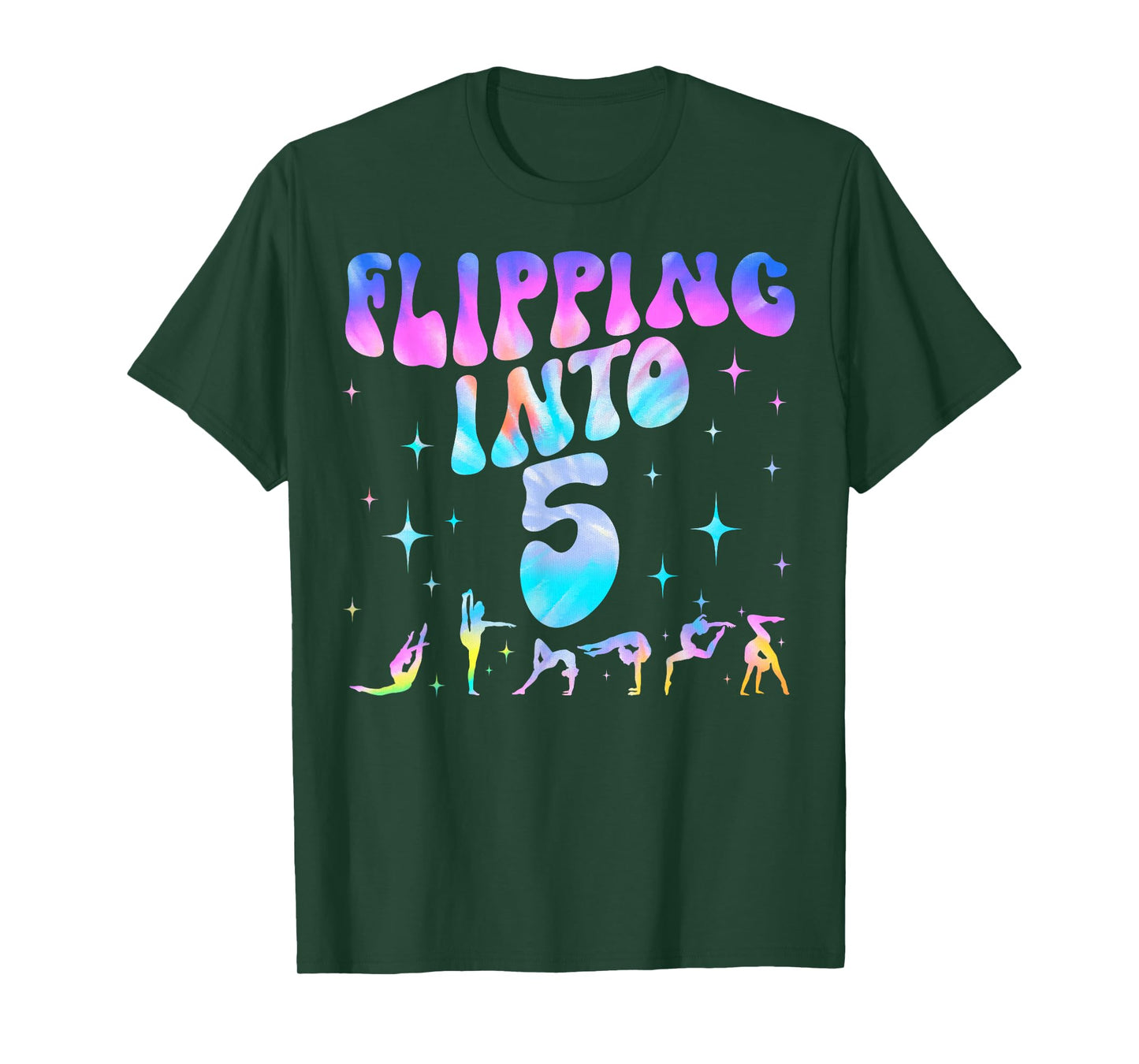 Flipping Into 5th Birthday Gymnastic 5 Years Old Girl Party T-Shirt