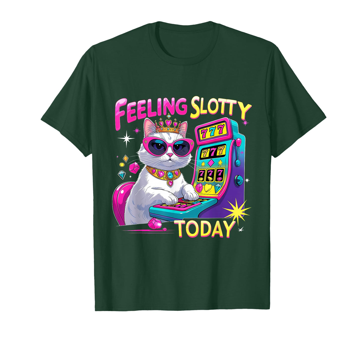 Feeling Slotty Today Funny Casino Cat Tee T-Shirt