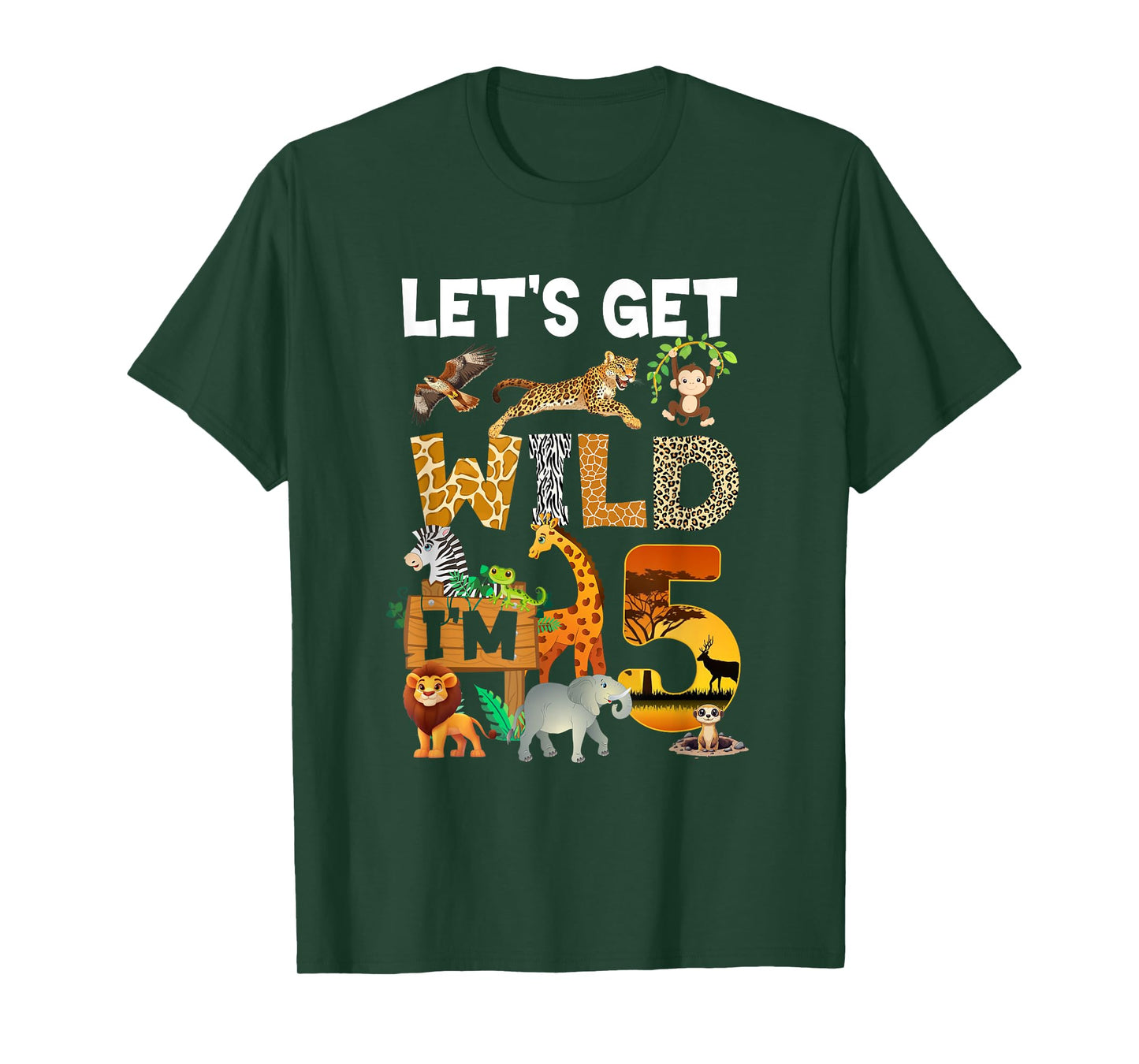 5 Year Old Zoo Birthday Safari Jungle Animal 5Th Bday T-Shirt