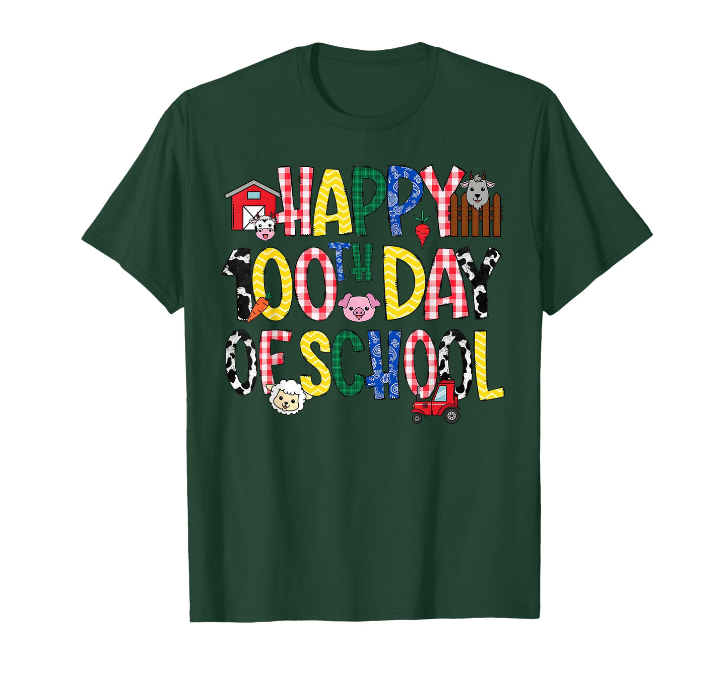 100 Days of School Farm Animal 100th Day of School Kids T-Shirt