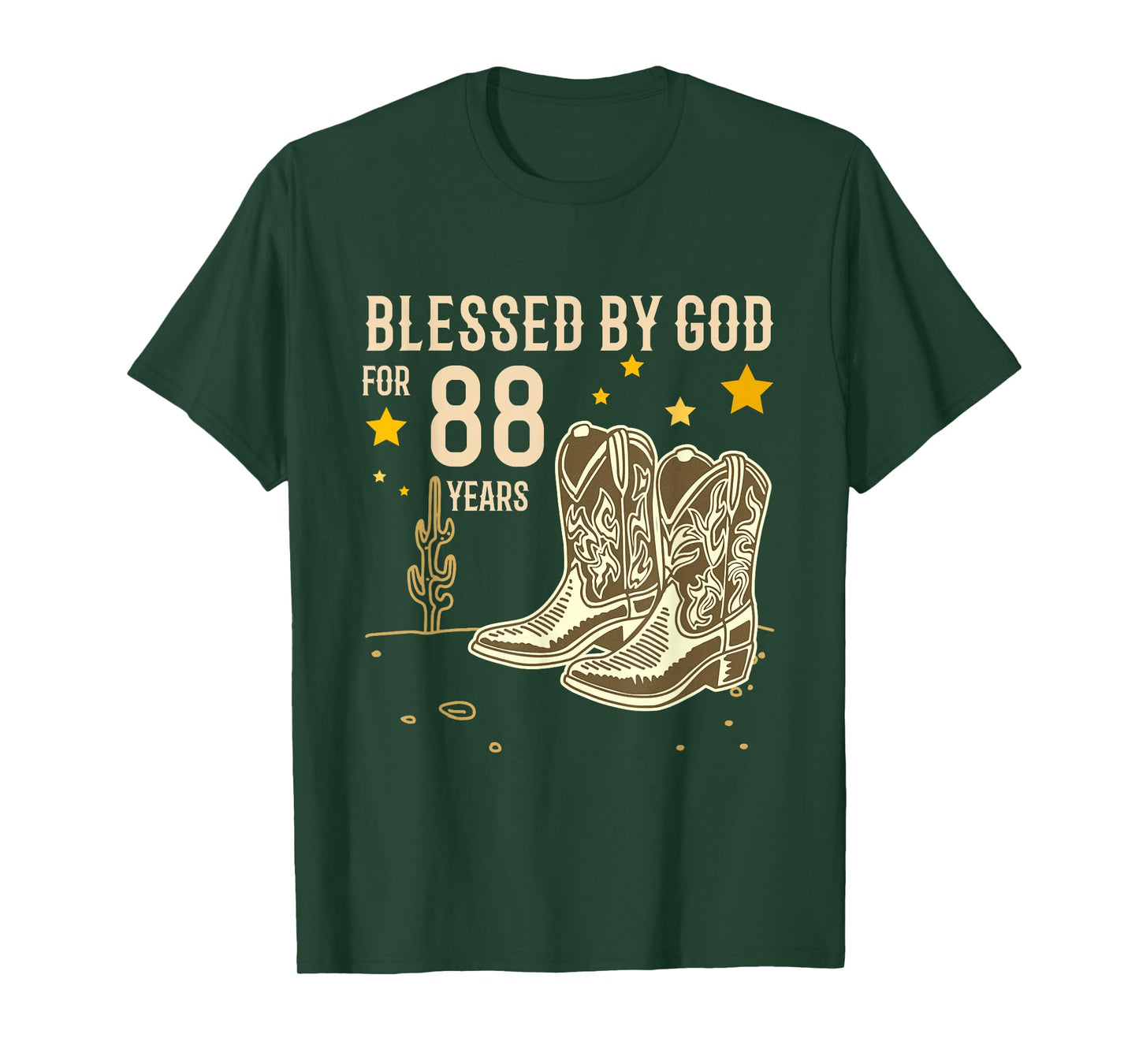 Vintage Blessed by God for 88 Years Cowboy 88th Birthday Men T-Shirt