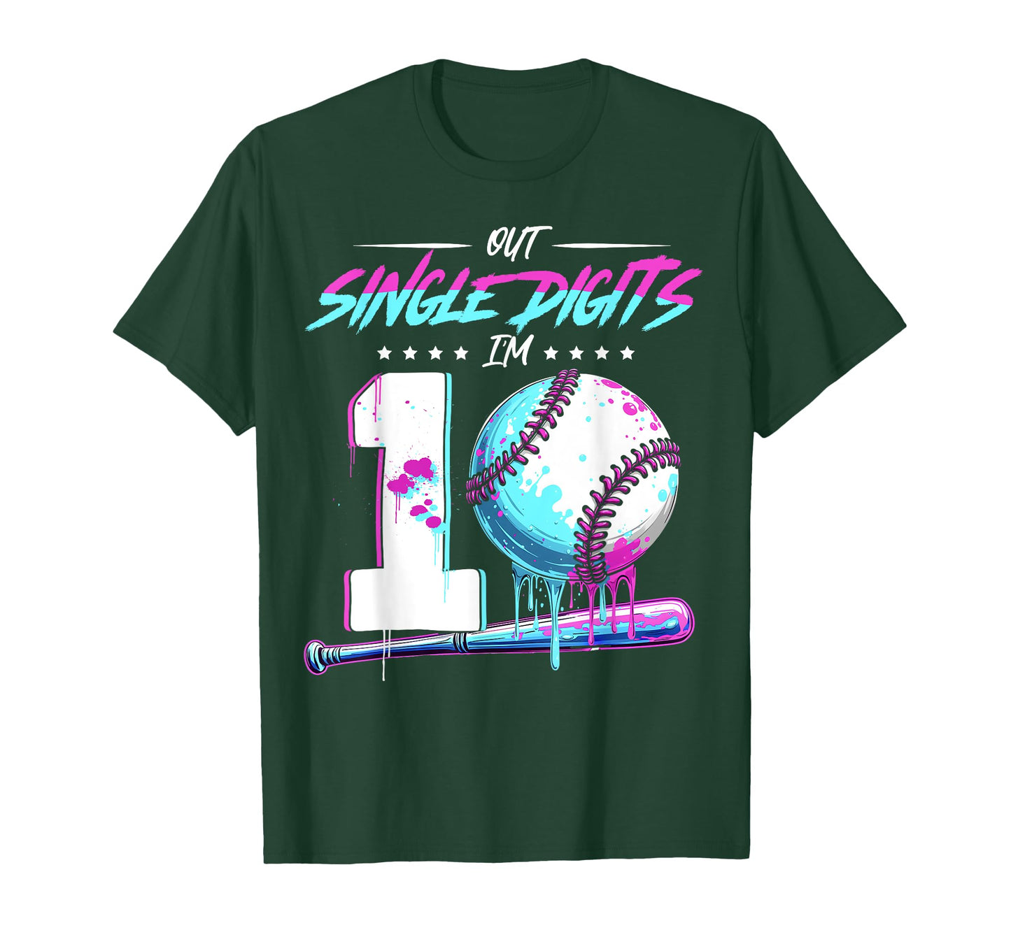 Baseball 10 Years Old Birthday Double Digits 10 Birthday Boy T-Shirt